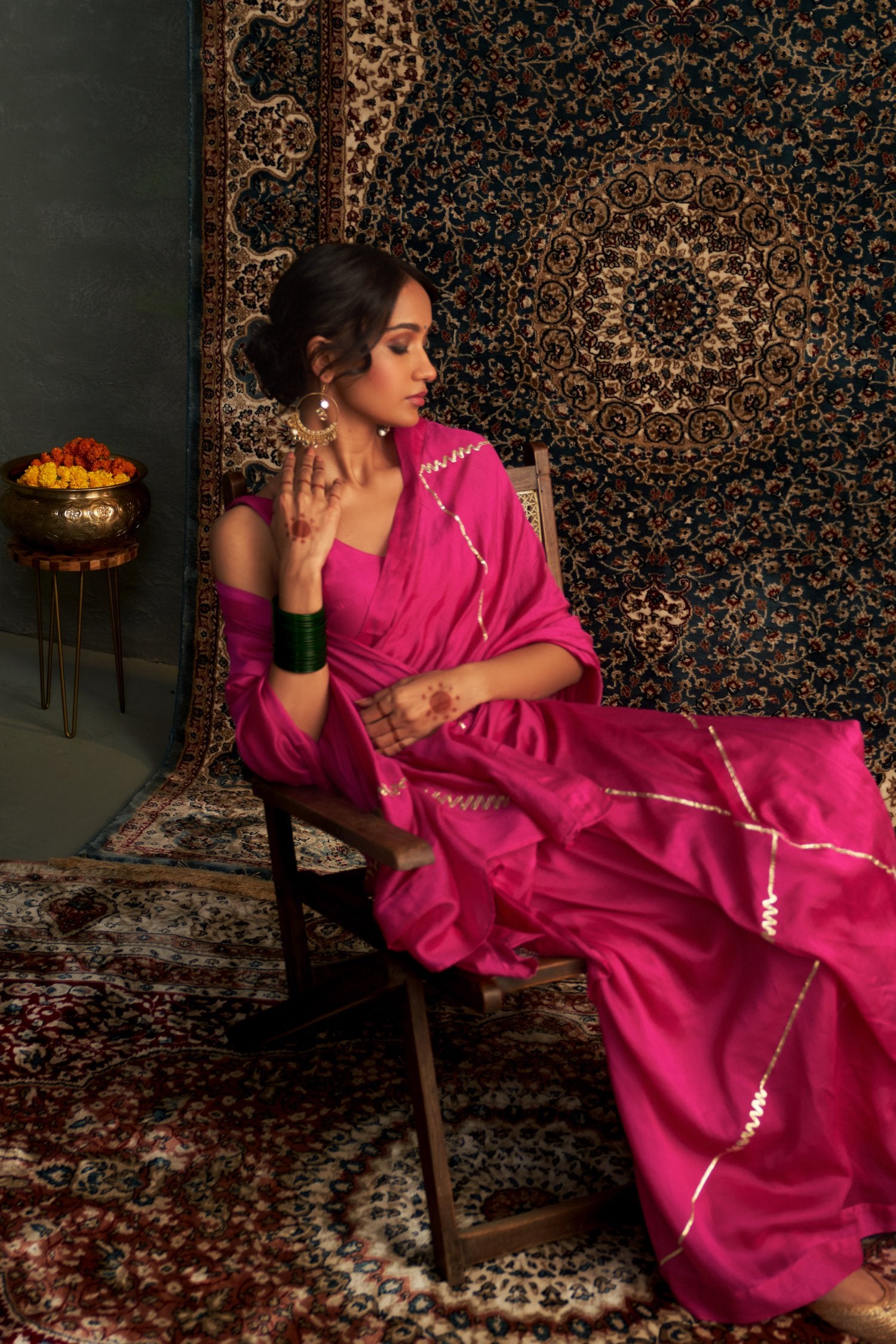 Prarambh Rani Pink Embroidered Chanderi Saree With Sleeveless Blouse