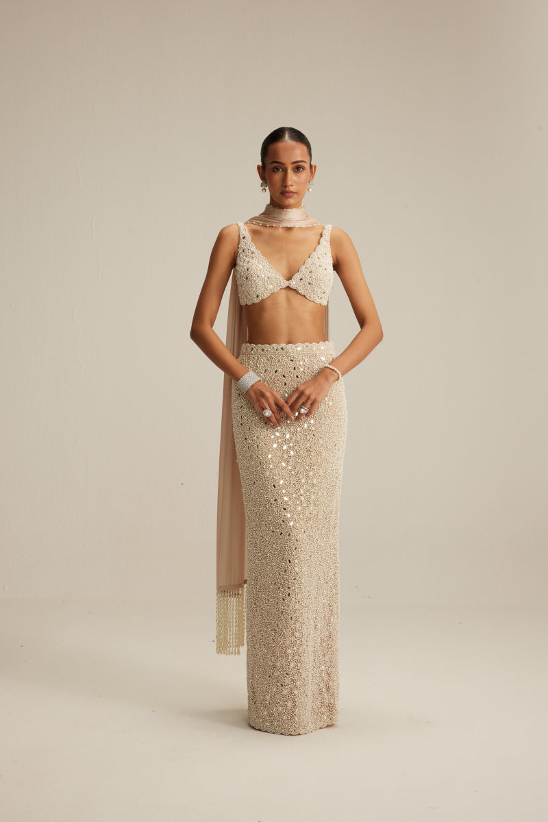 Light Beige Pencil Skirt