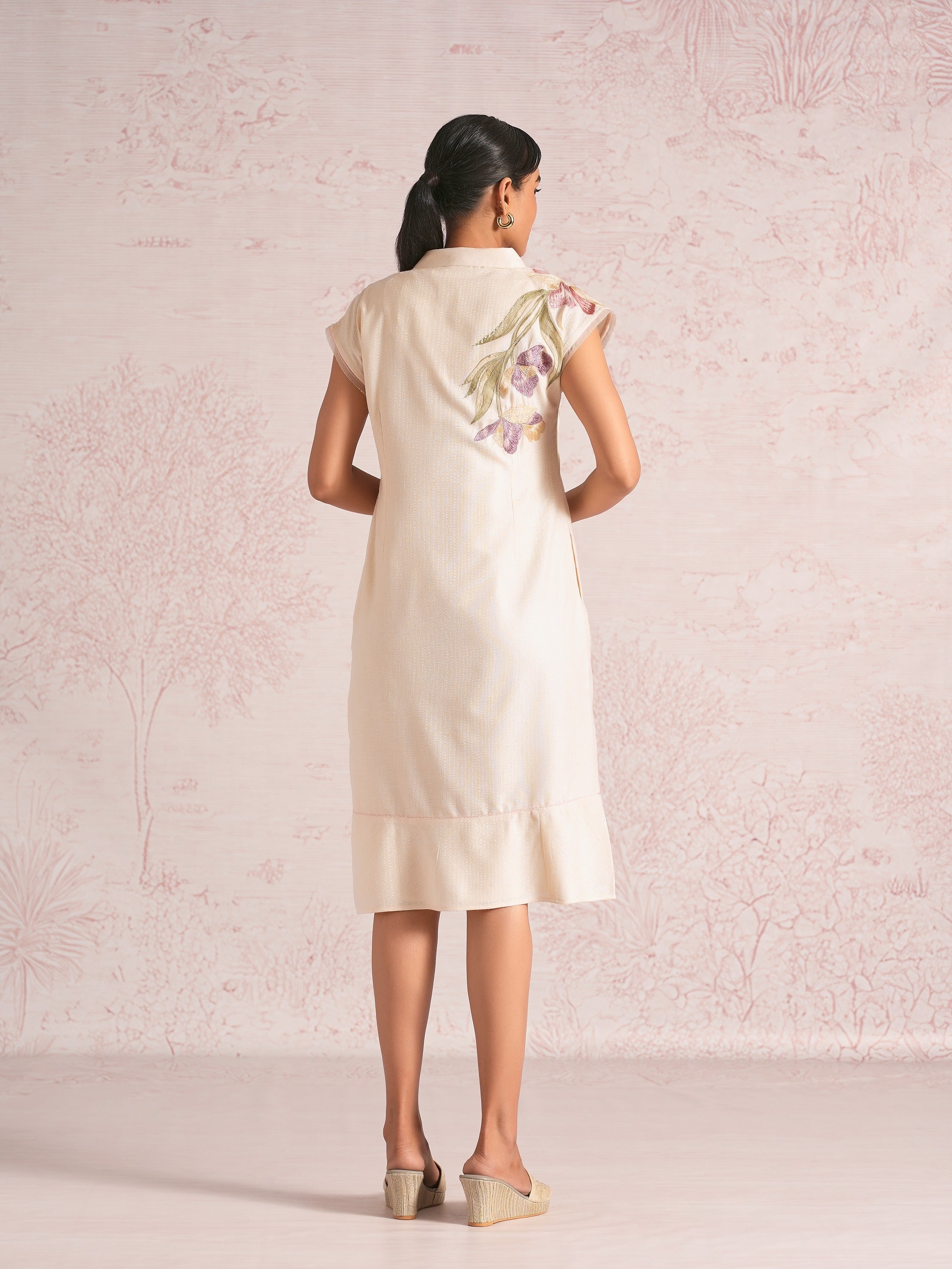 Painted Petals Wrap Dress - Parchment