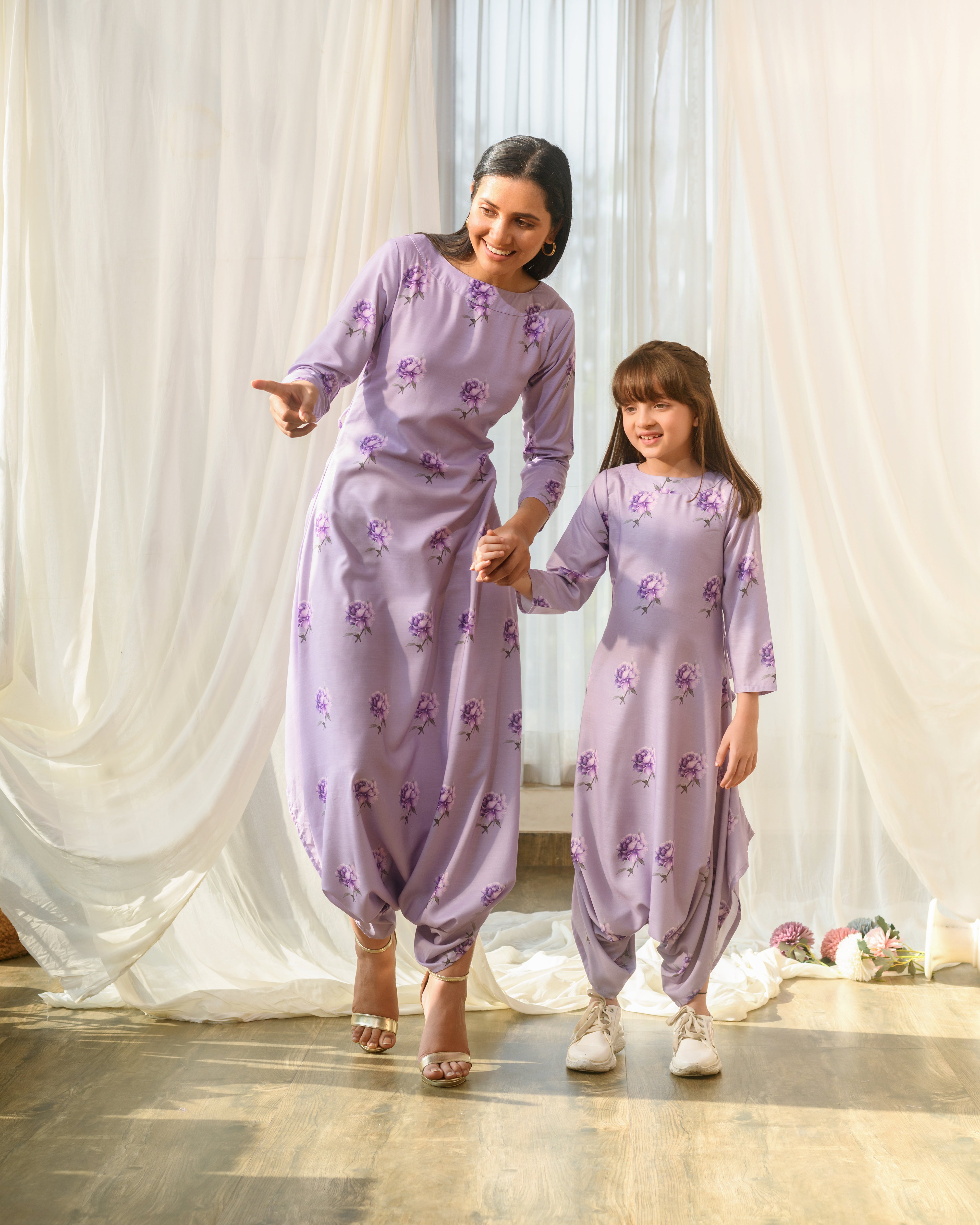 Mother Daughter Very Peri Lilac Dhoti Jumpsuit