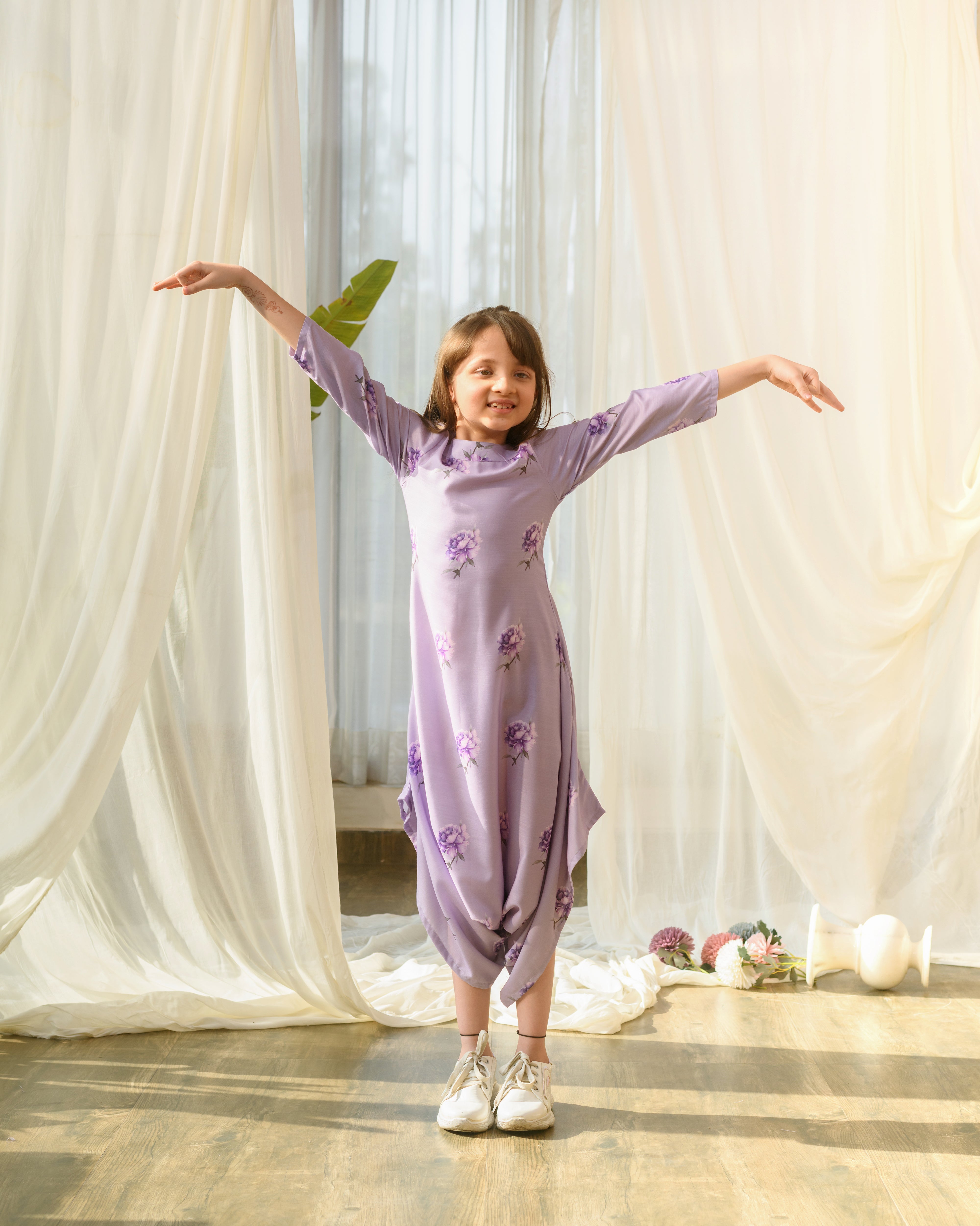 Very Peri Lilac Dhoti Jumpsuit Kids