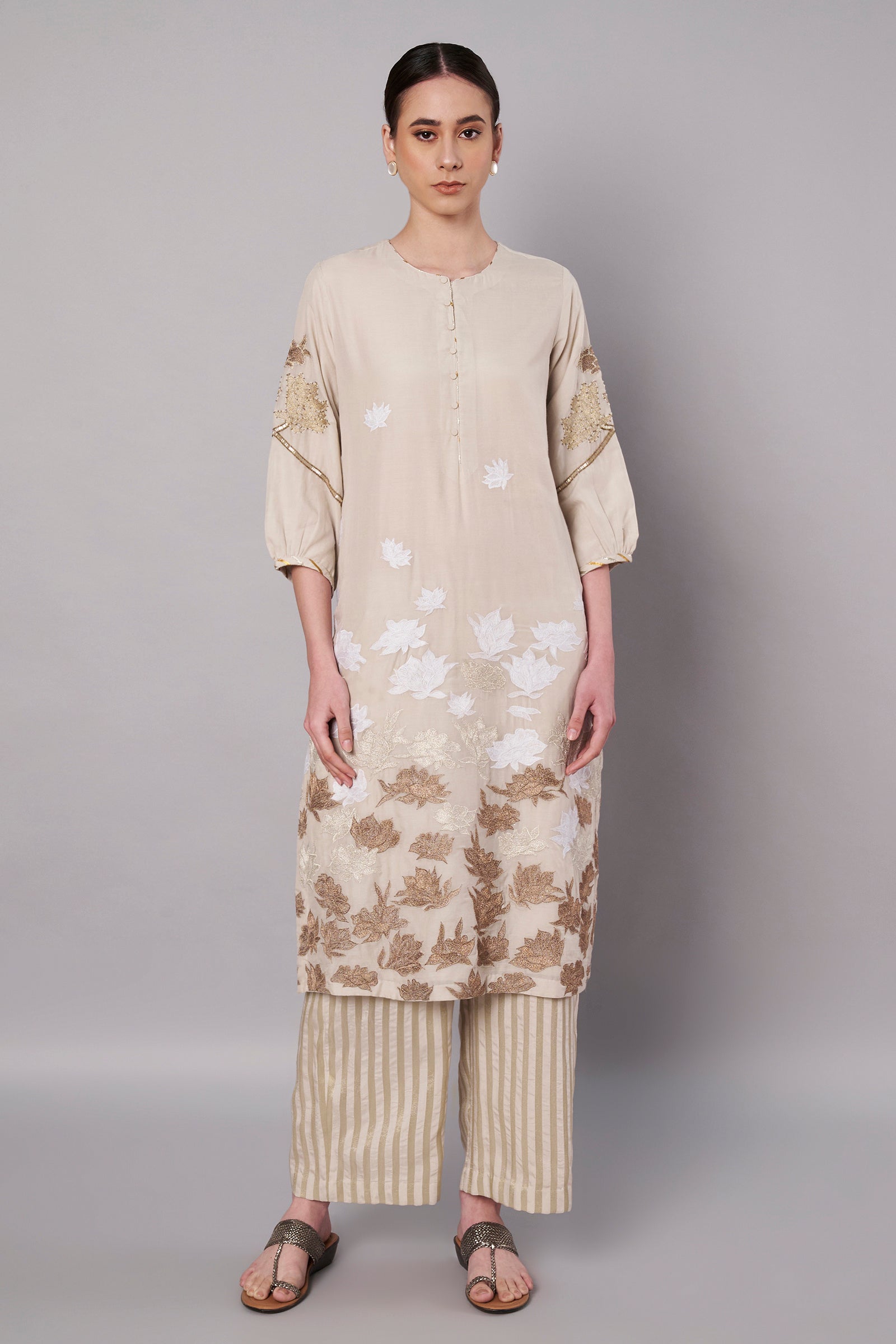 Petal Promise Kurta Set - Ivory