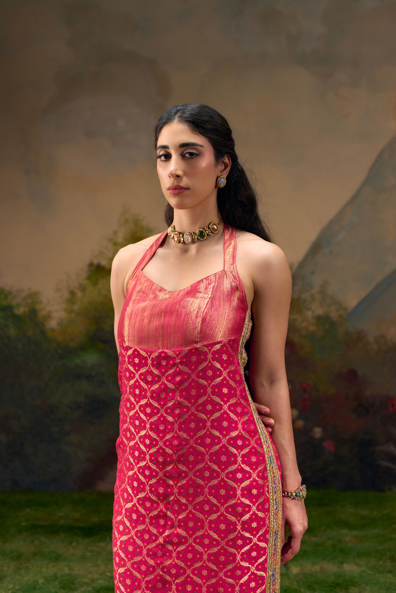 Naad Sakhi- Pink Dress with Lace Detailing