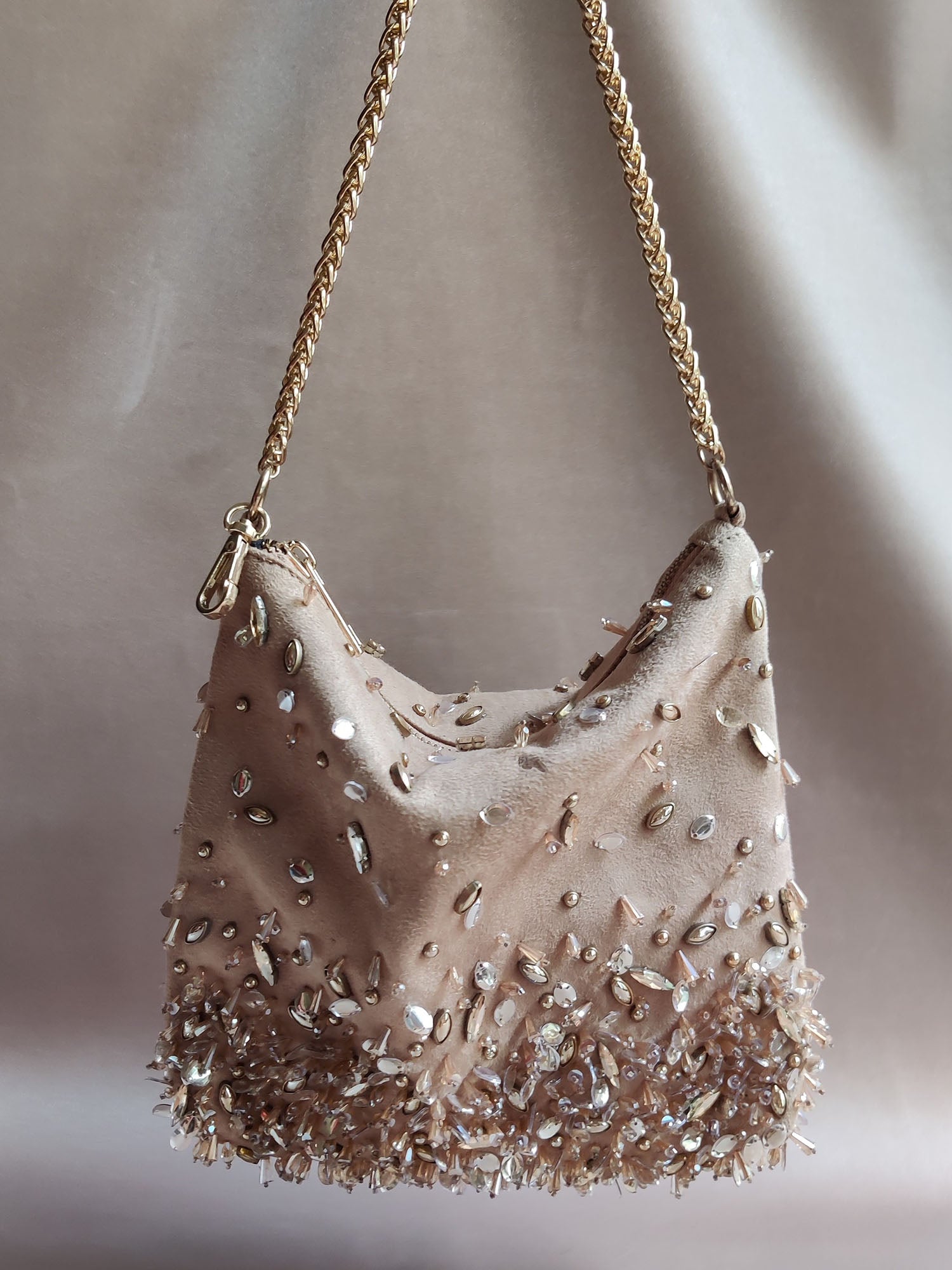 Gold Hobo Potli cum Shoulder Bag