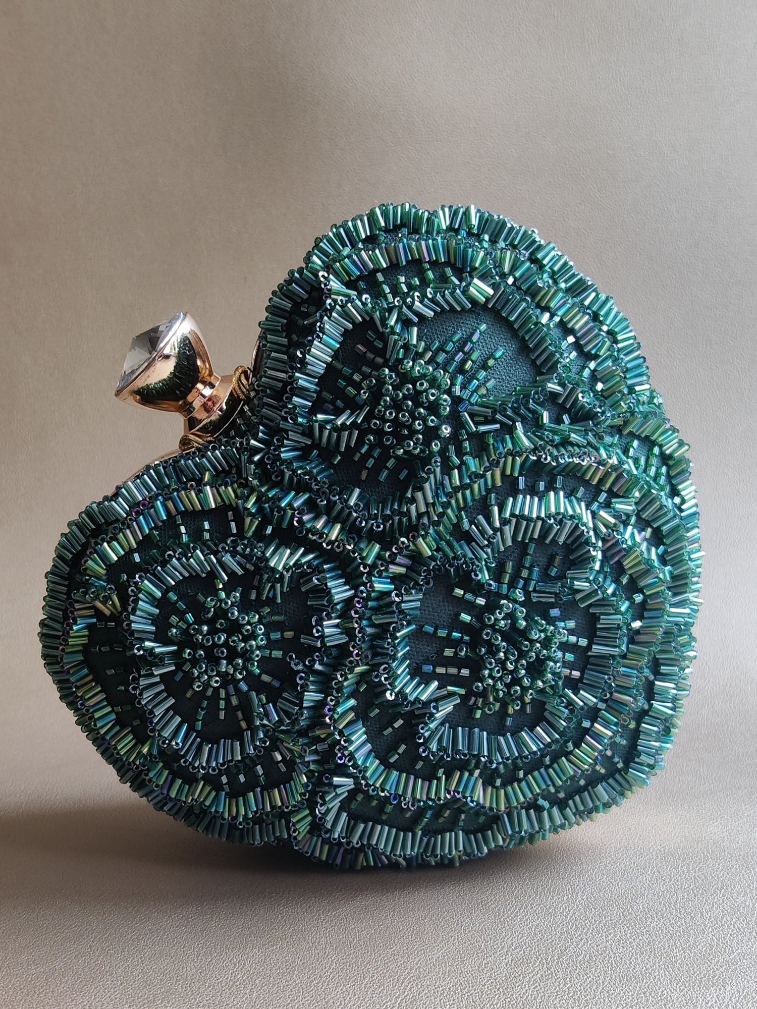 Bottle Green Floral Heart Bag