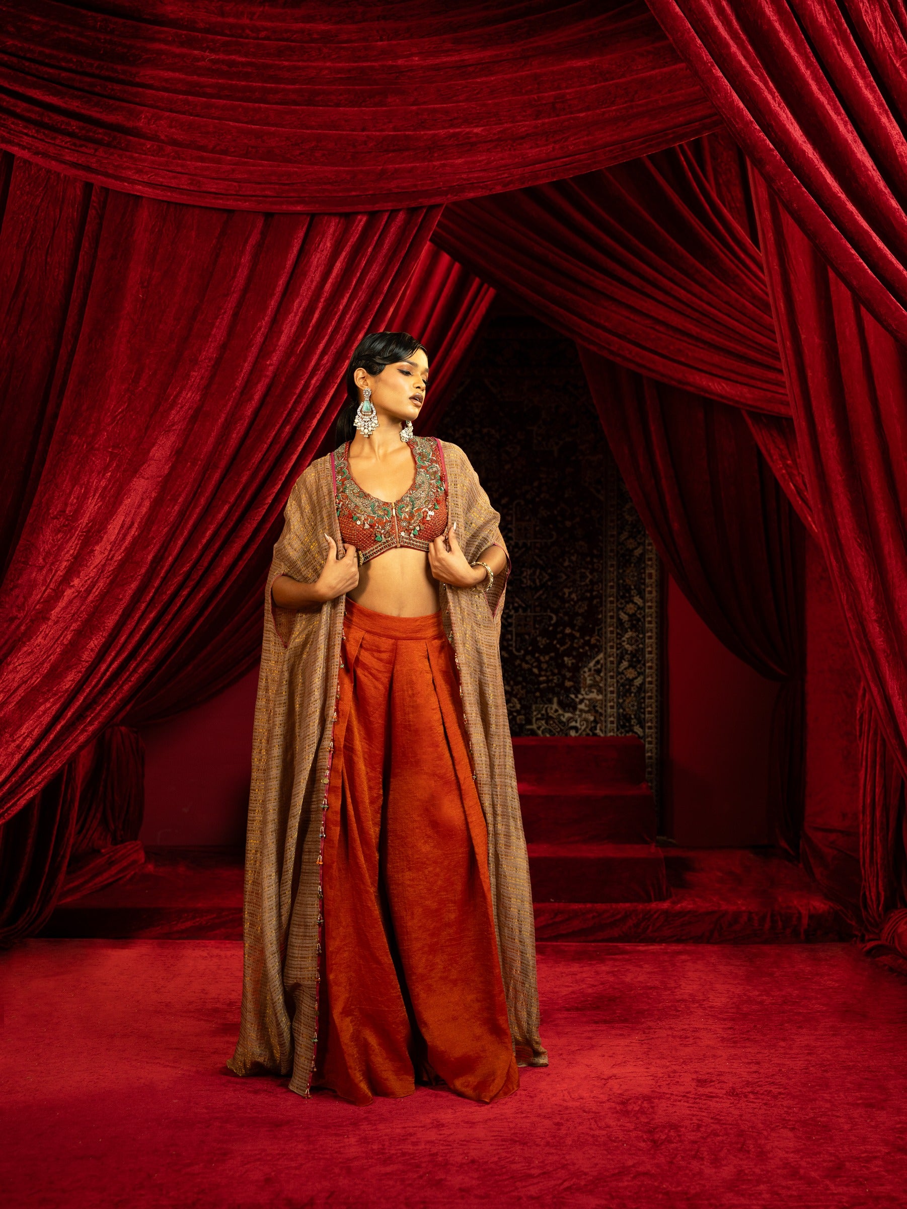 Quilted Co-ord Set with Cape