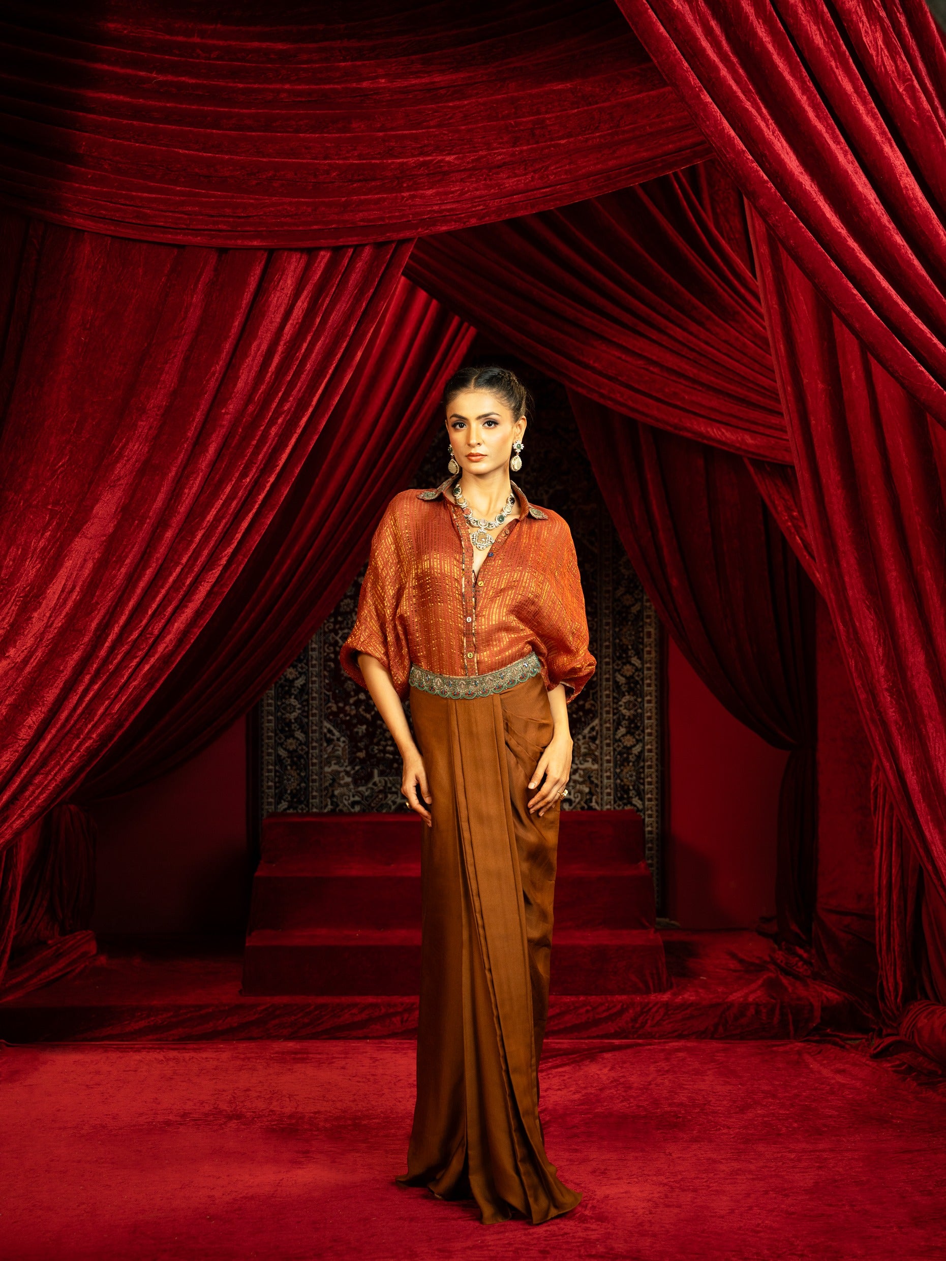 Drape Dhoti Skirt with Boho Shirt