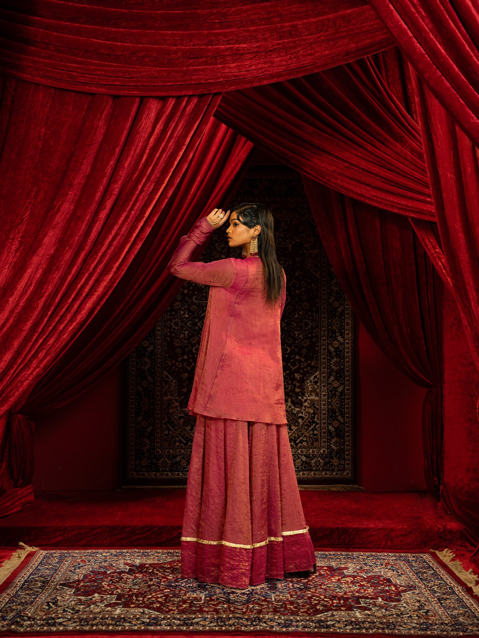 Peplum Kurta with Sharara Pant