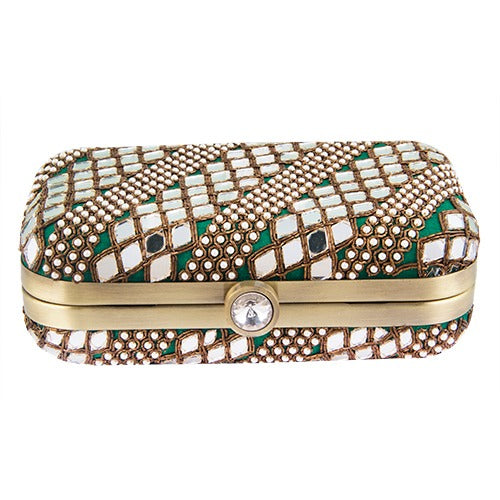 Green Mirrorwork Clutch