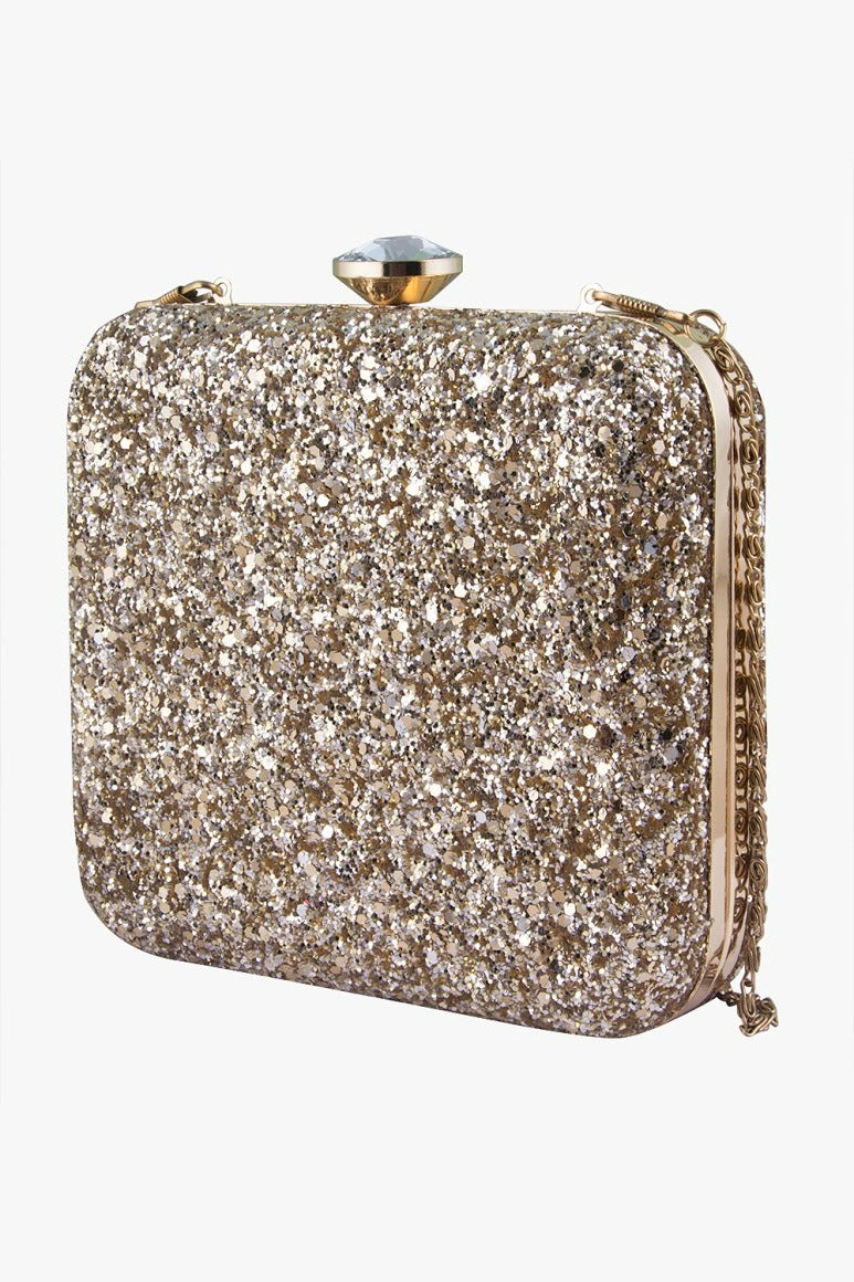 Golden Shimmer Square Clutch