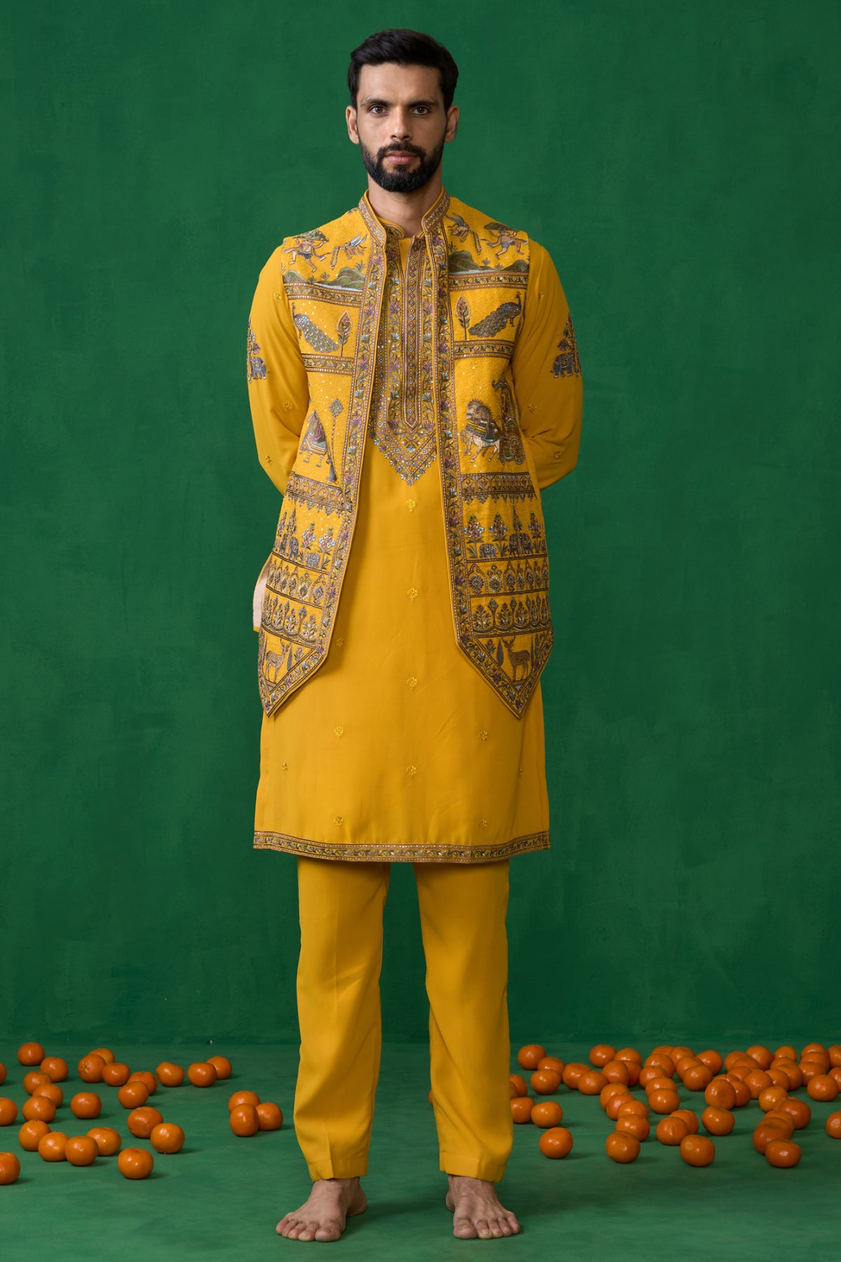 RAMAYAN HALDI KURTA JACKET SET