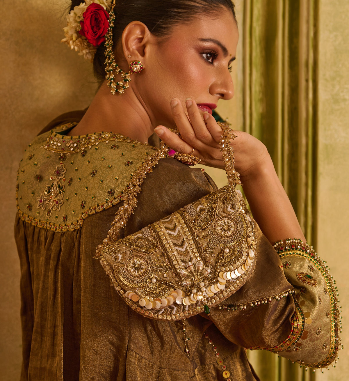RANGREZ FLAPOVER CLUTCH - VINTAGE GOLD