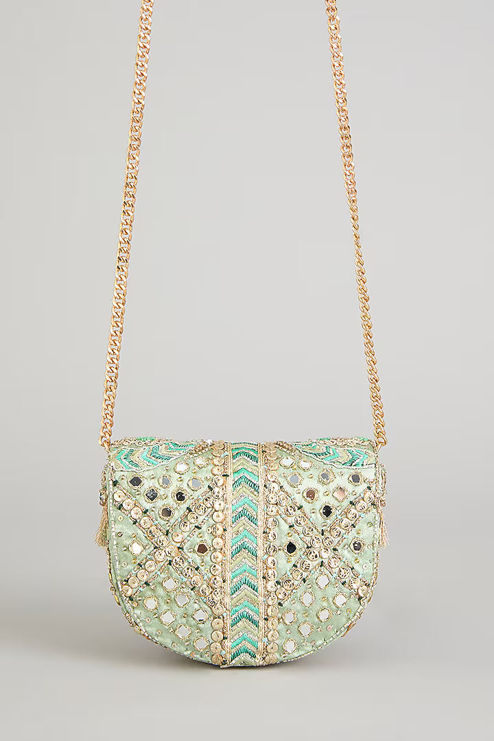 RANGREZ MINI FLAPOVER CLUTCH – JADE GREEN