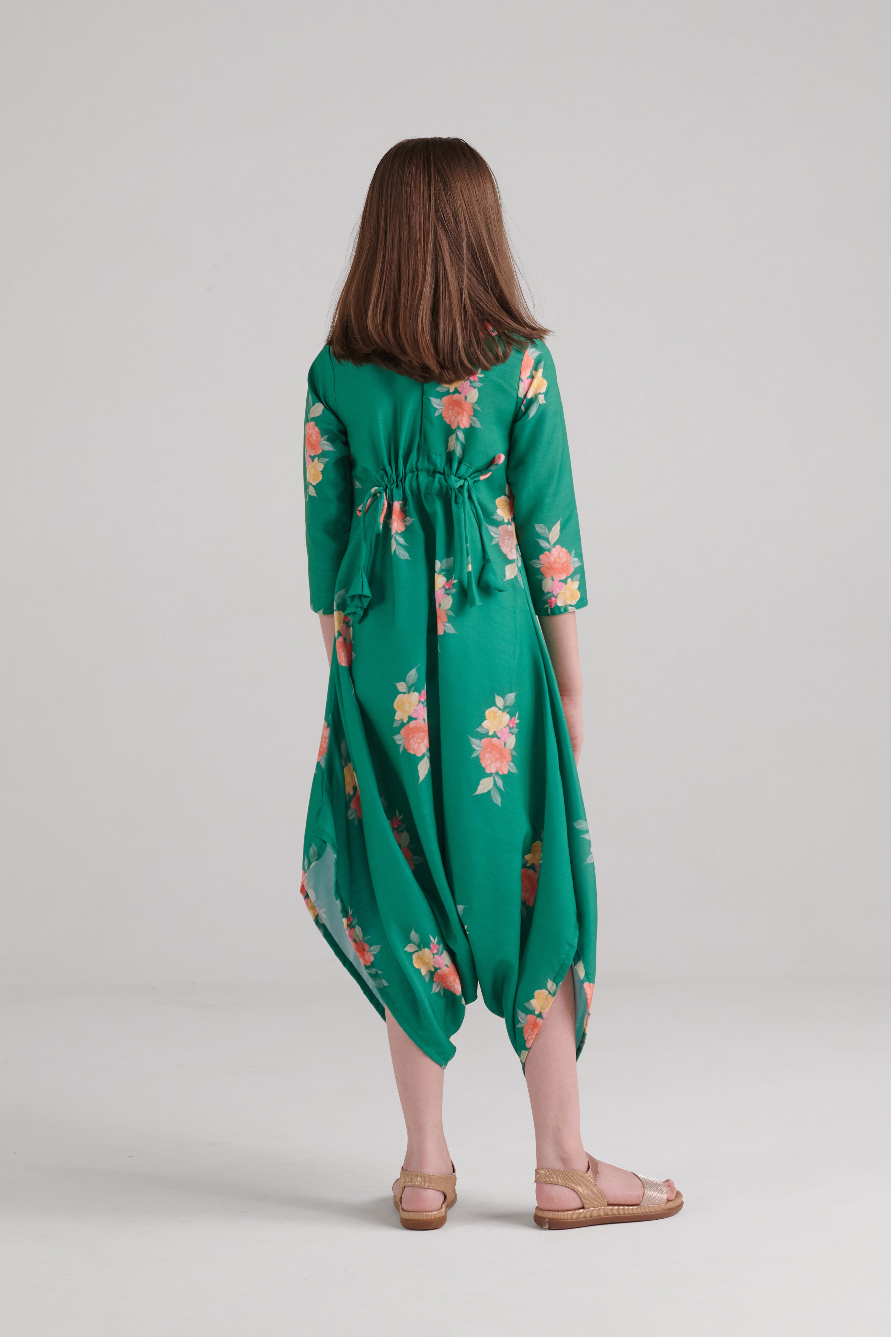 Jade Green Dhoti Jumpsuit Kids