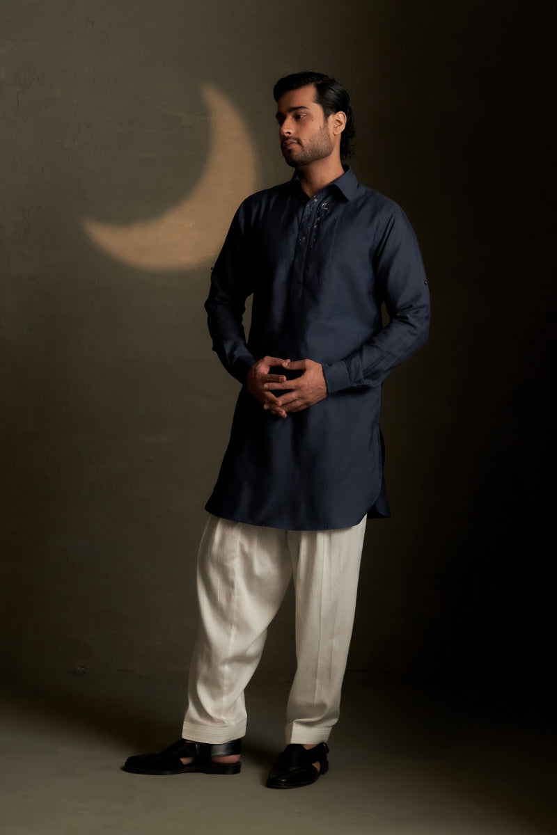 Blue Dusk Pathani Kurta Set