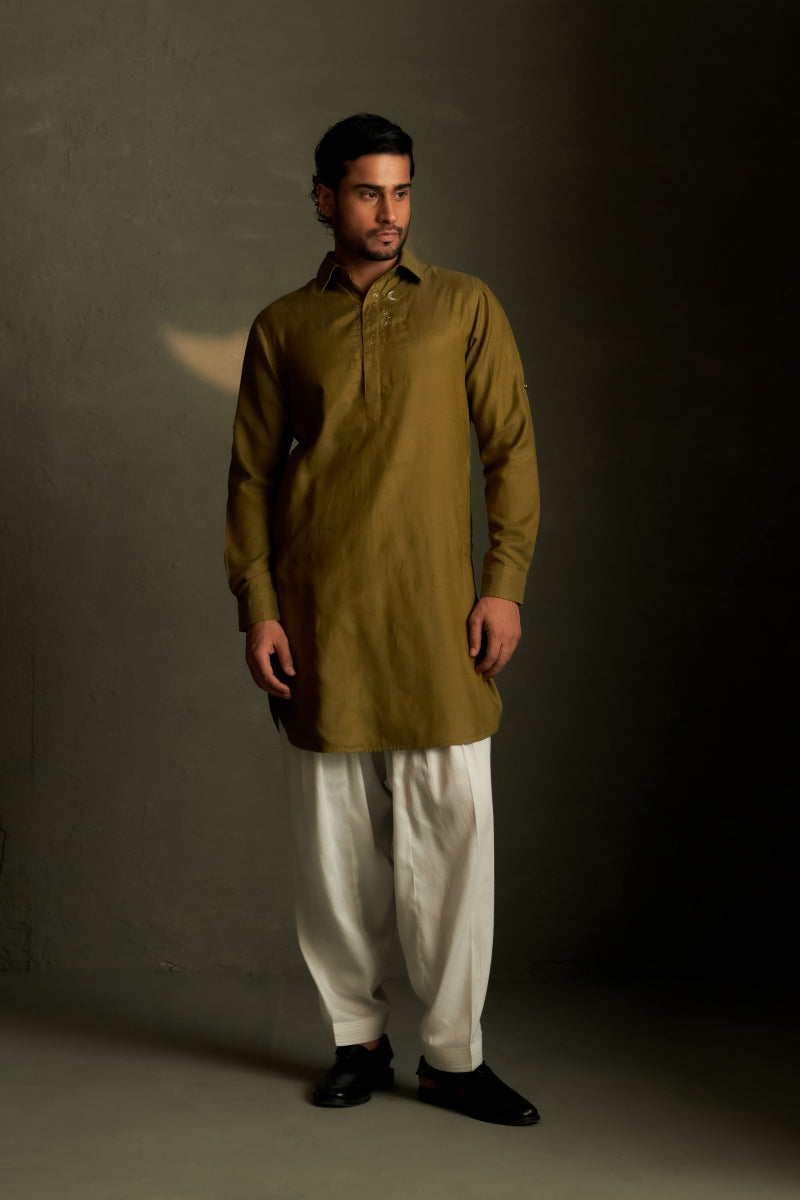 Olive Dusk Pathani Kurta Set