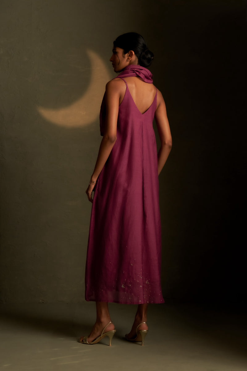 Twilight Magenta Chaand Sitara Dress with Scarf