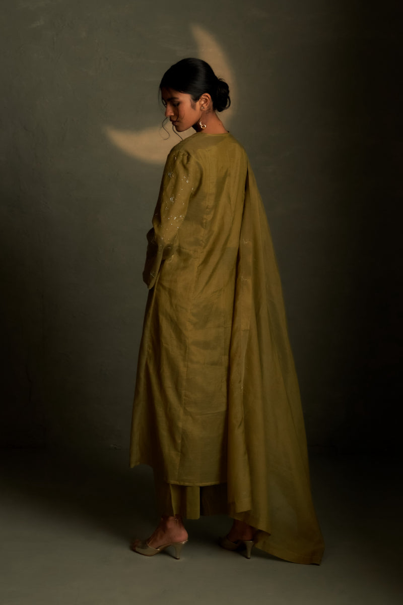 Olive Dusk Double yoke kurta set