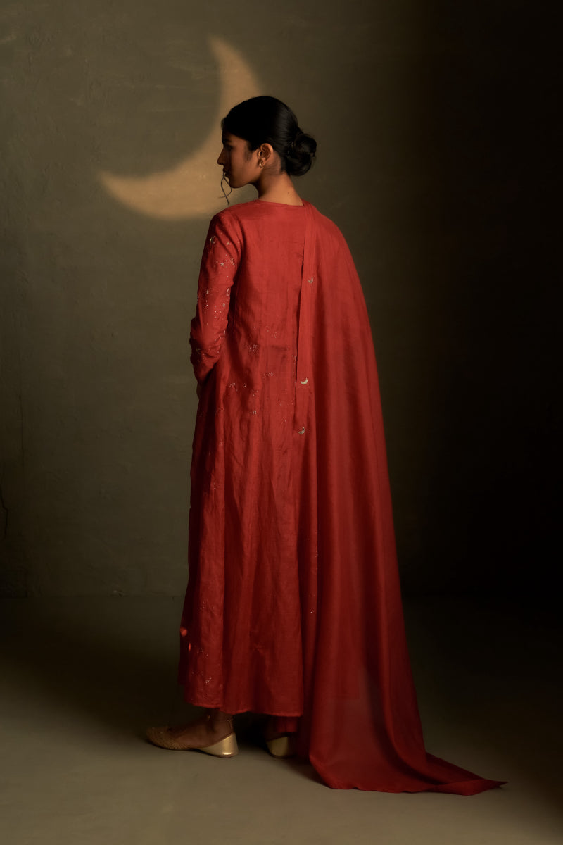 Moonlit Crimson Chaand Anarkali