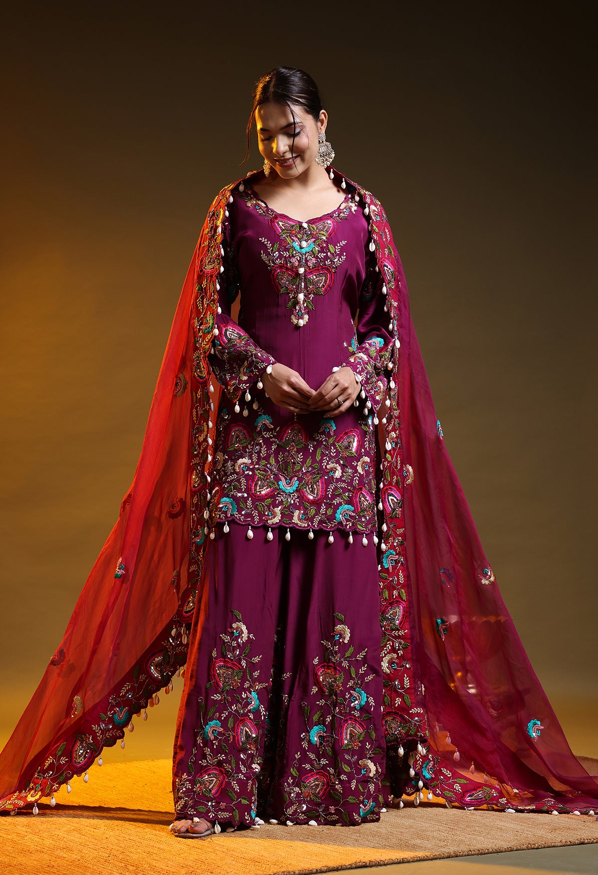 Purple Sharara Set