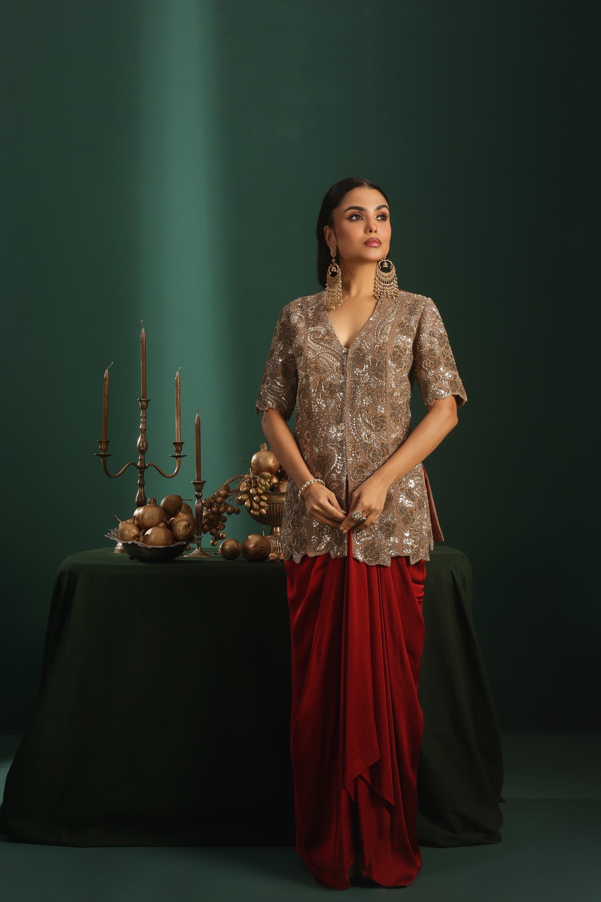 Jacket With Drape Skirt