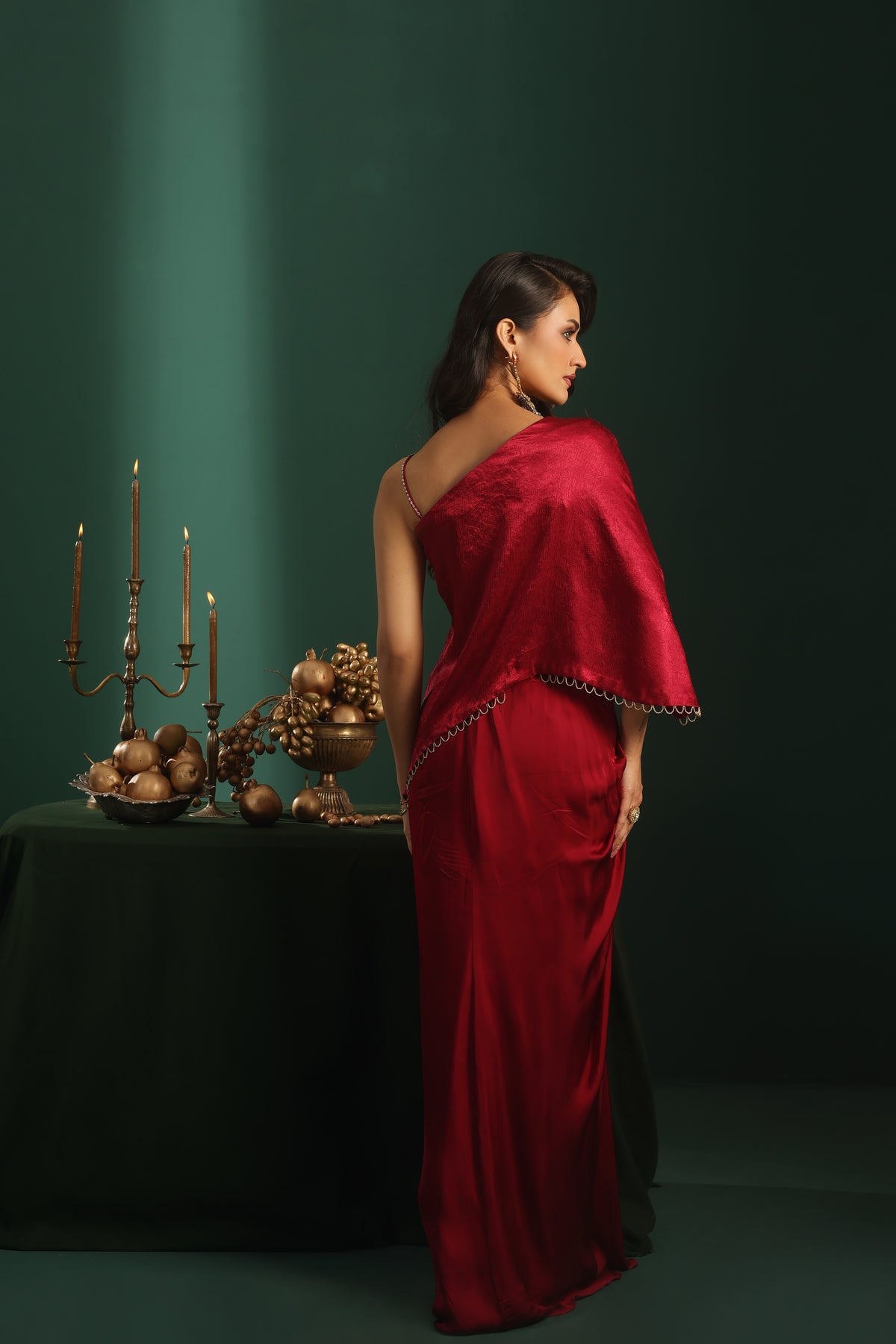 One Shoulder Top With Drape Skirt