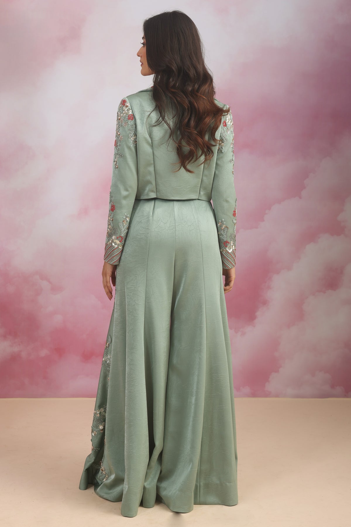 Jacket With Bustier And Flare Pant