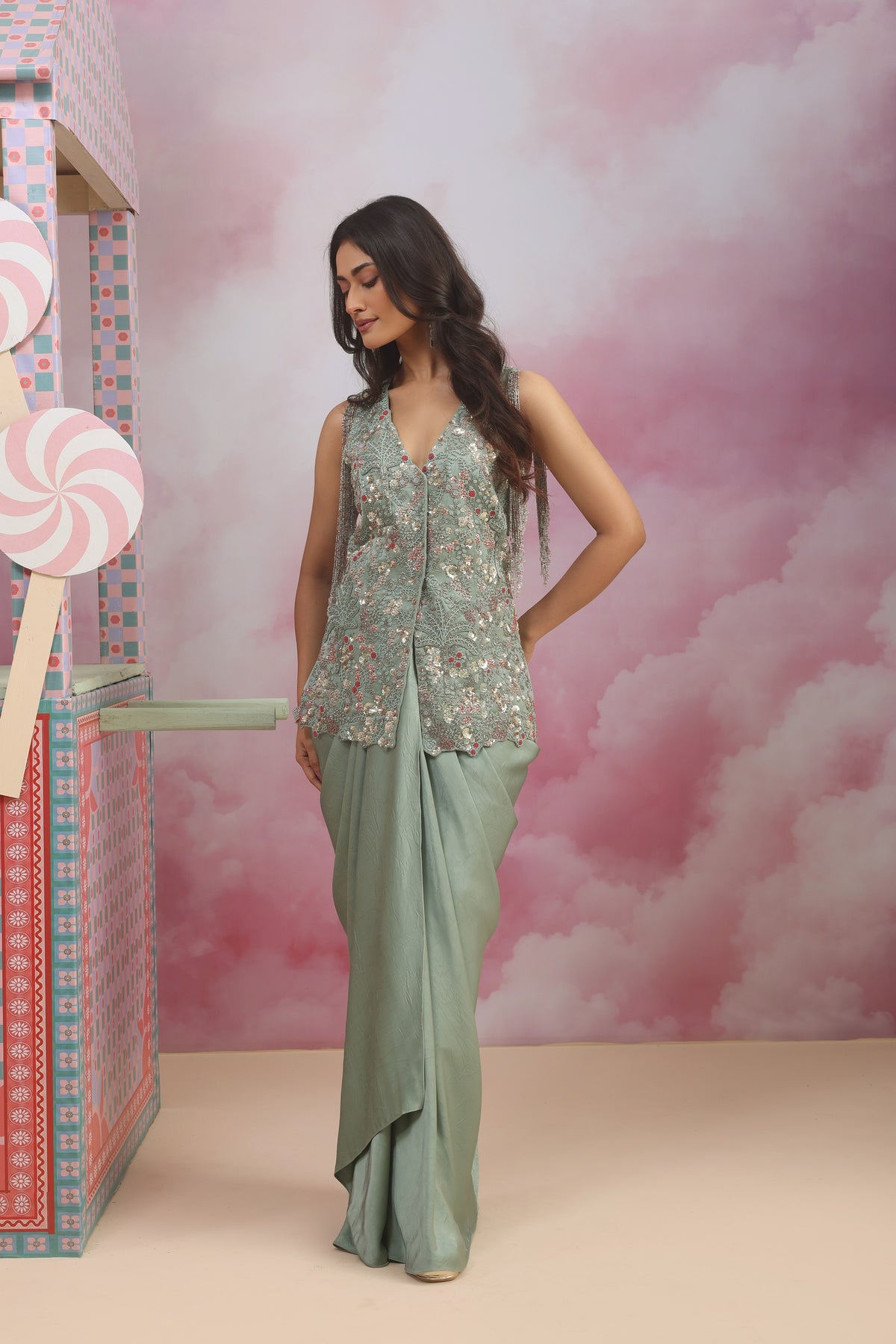 Jacket With Drape Skirt