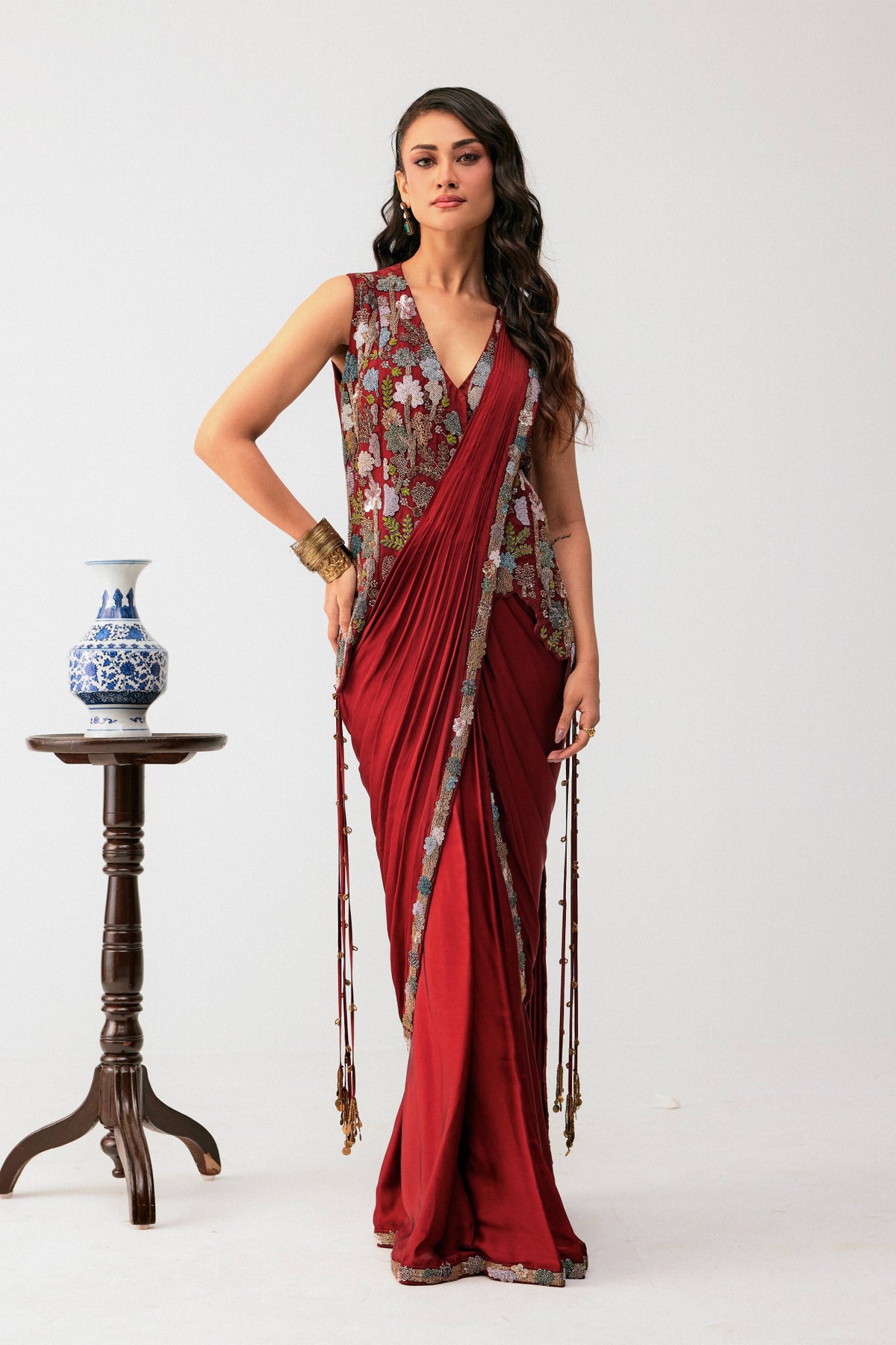 Jacket With Drape Saree