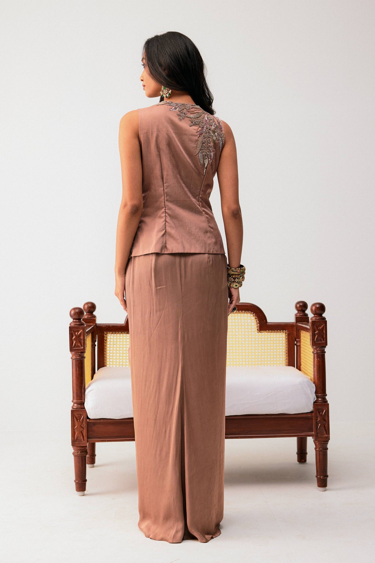 Asymmetrical Top With Drape Skirt