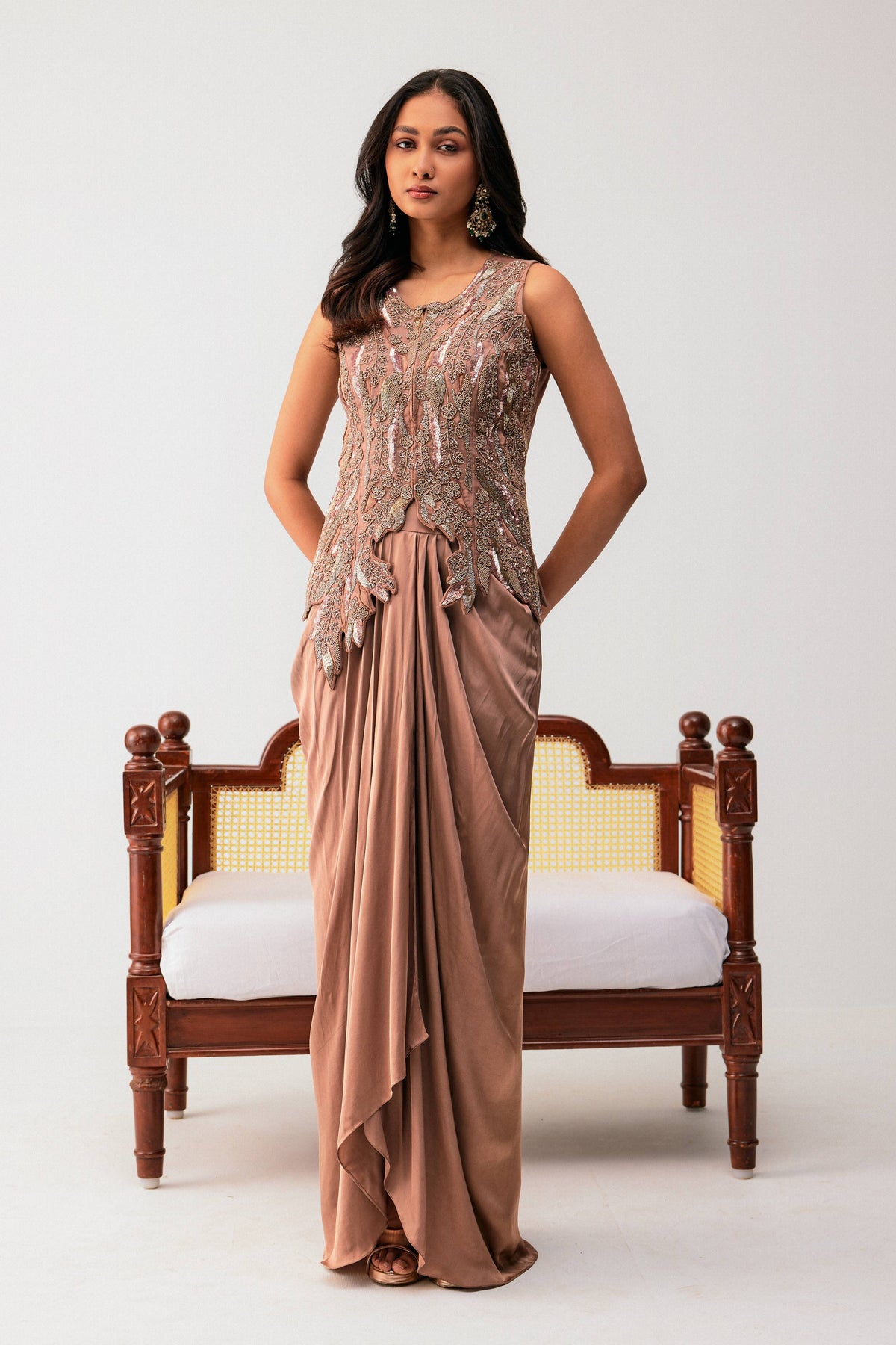 Asymmetrical Top With Drape Skirt