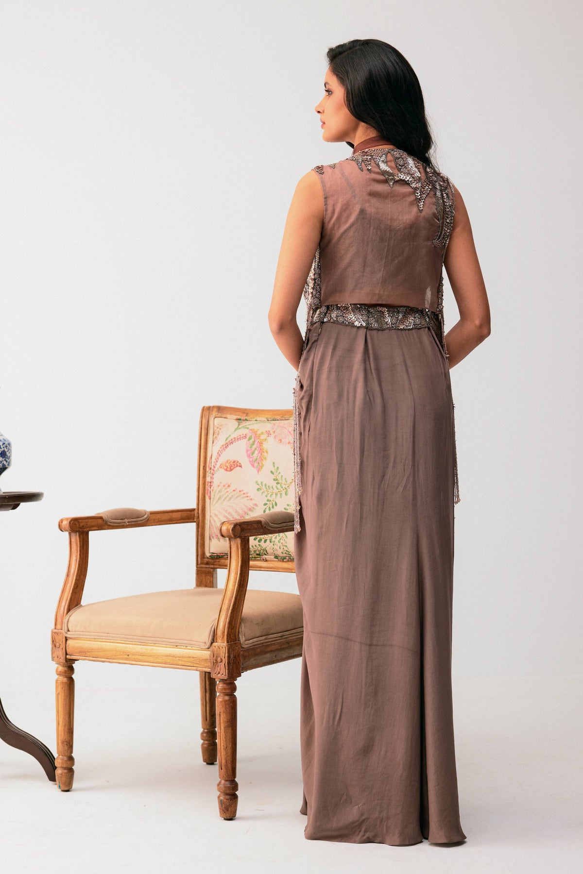 Bustier With Jacket Paired Up With Drape Skirt