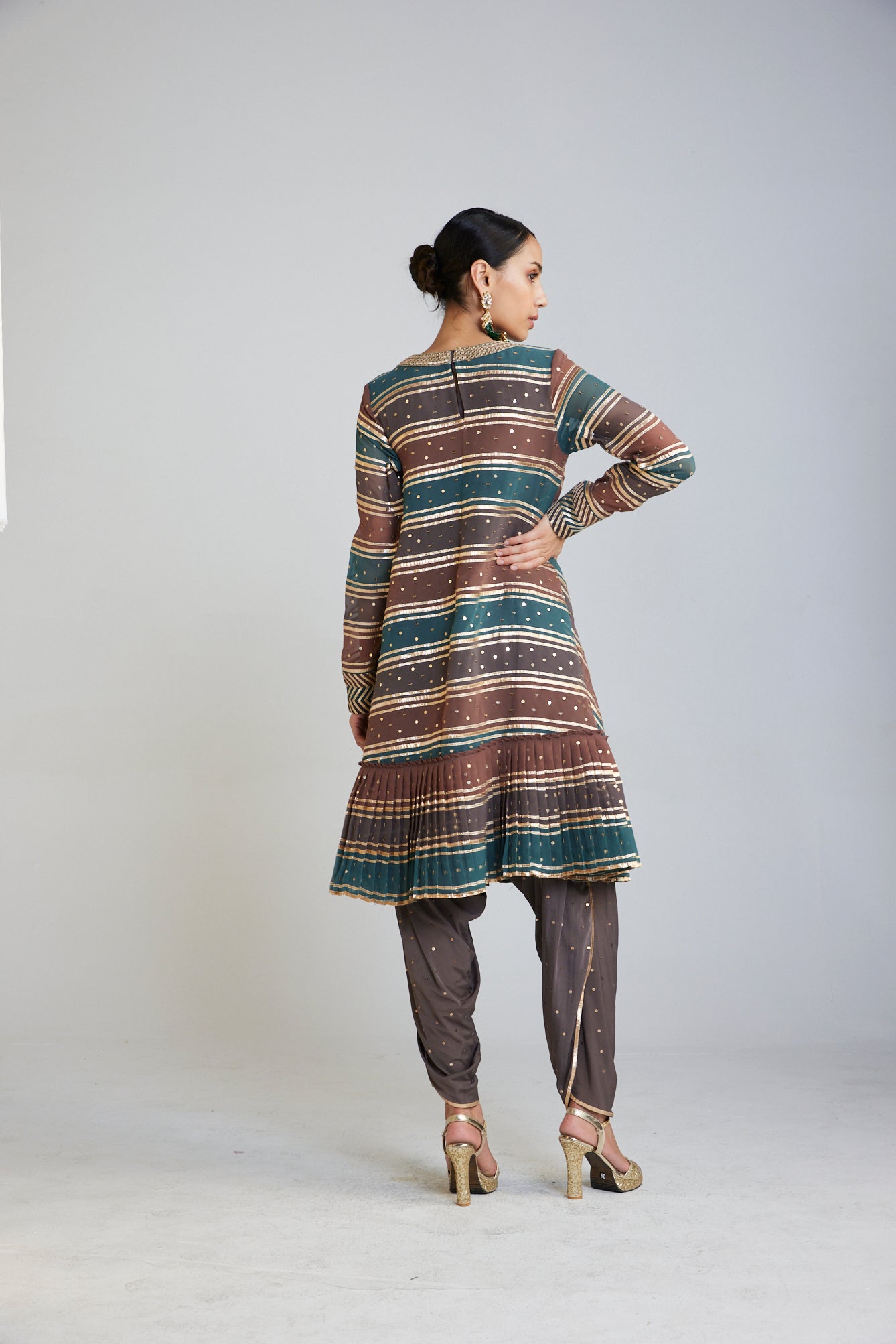 Mud Green A Line Dhoti Kurta Set