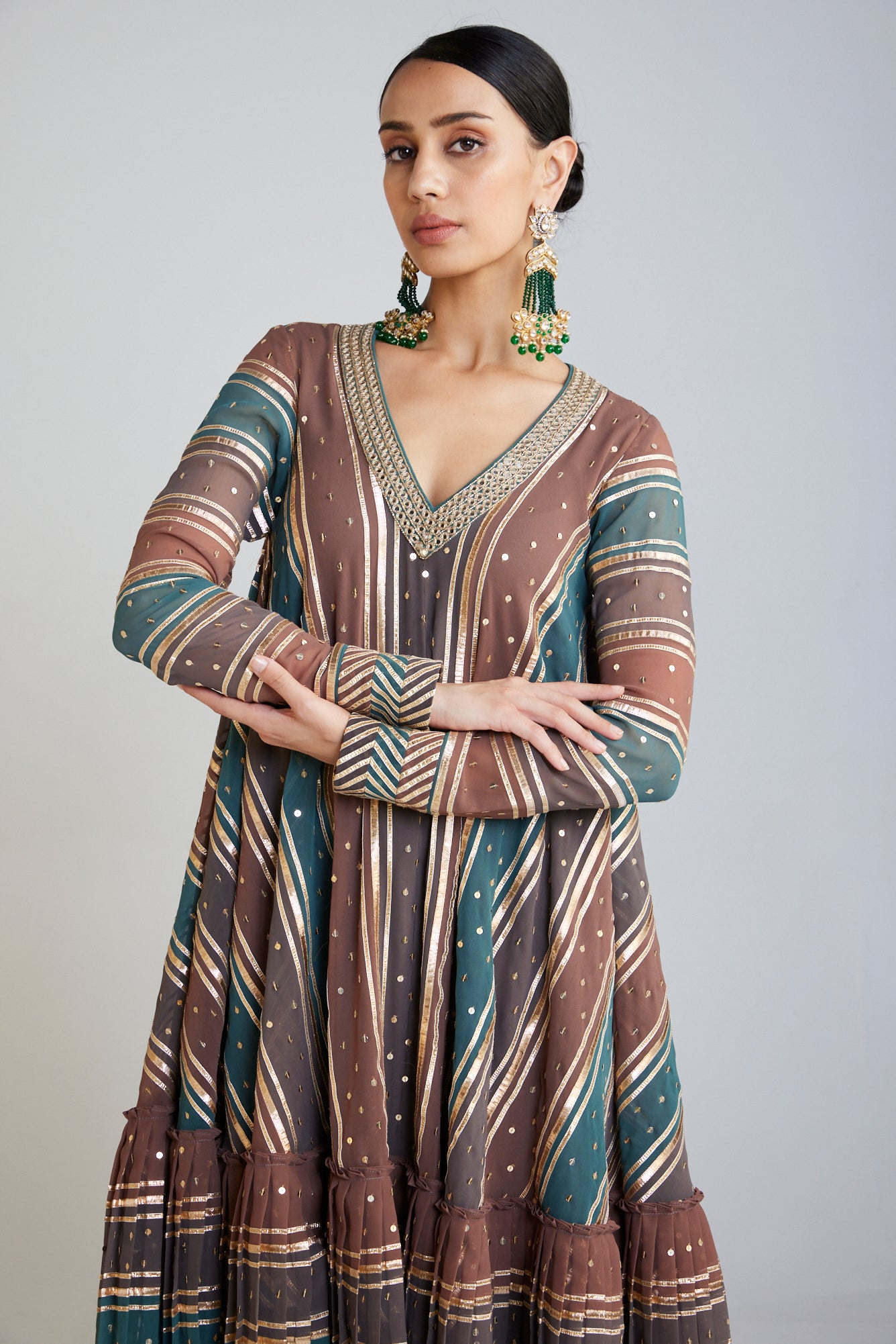 Mud Green A Line Dhoti Kurta Set