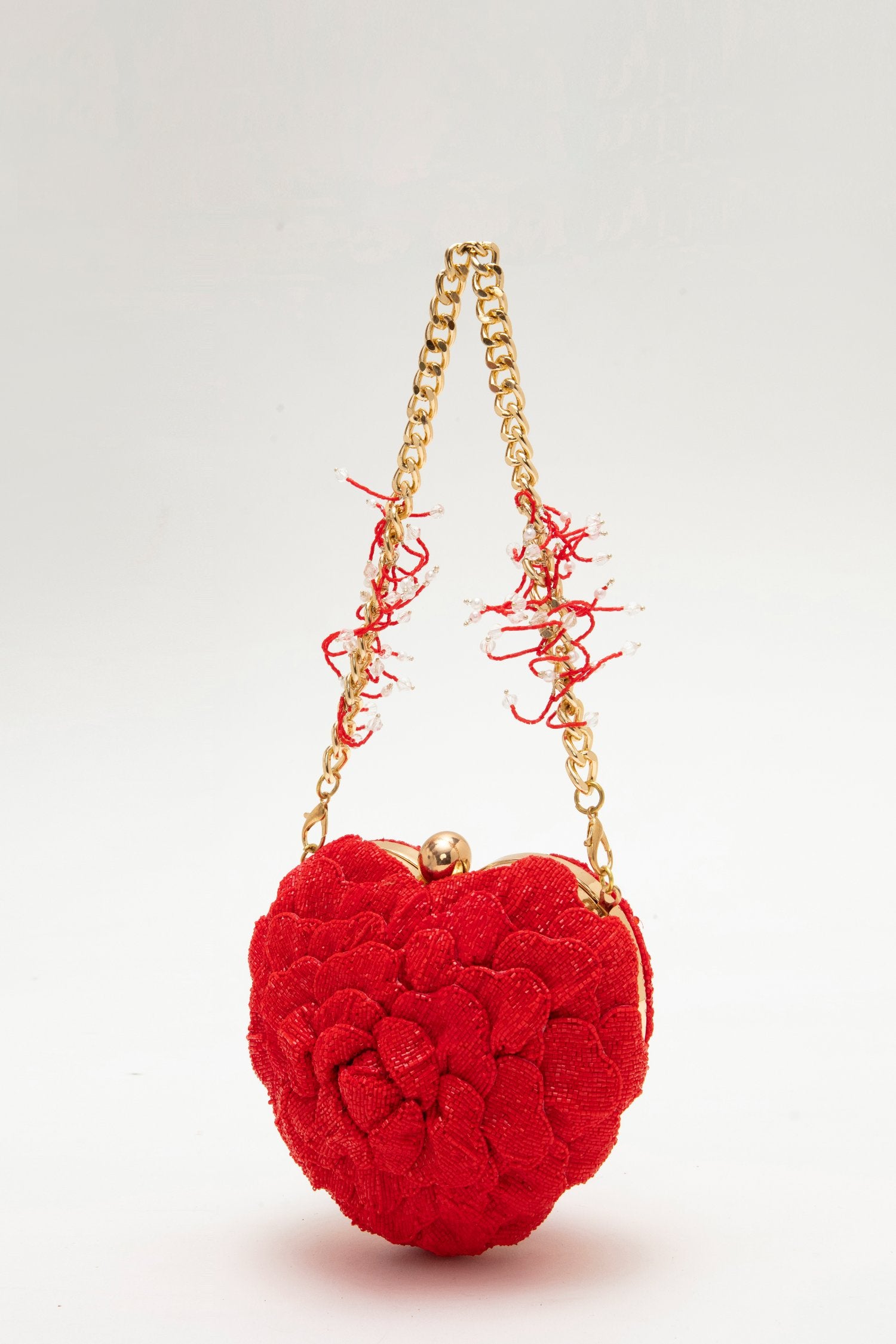 Isa Beaded Heart – Bright Crimson