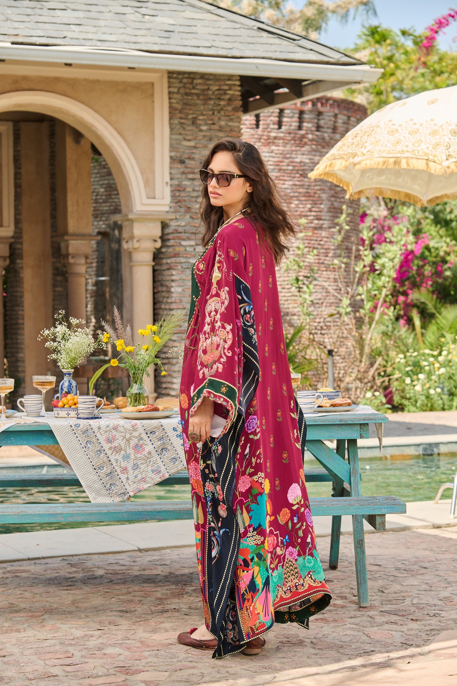 Hand Embellished Fresco Kaftan