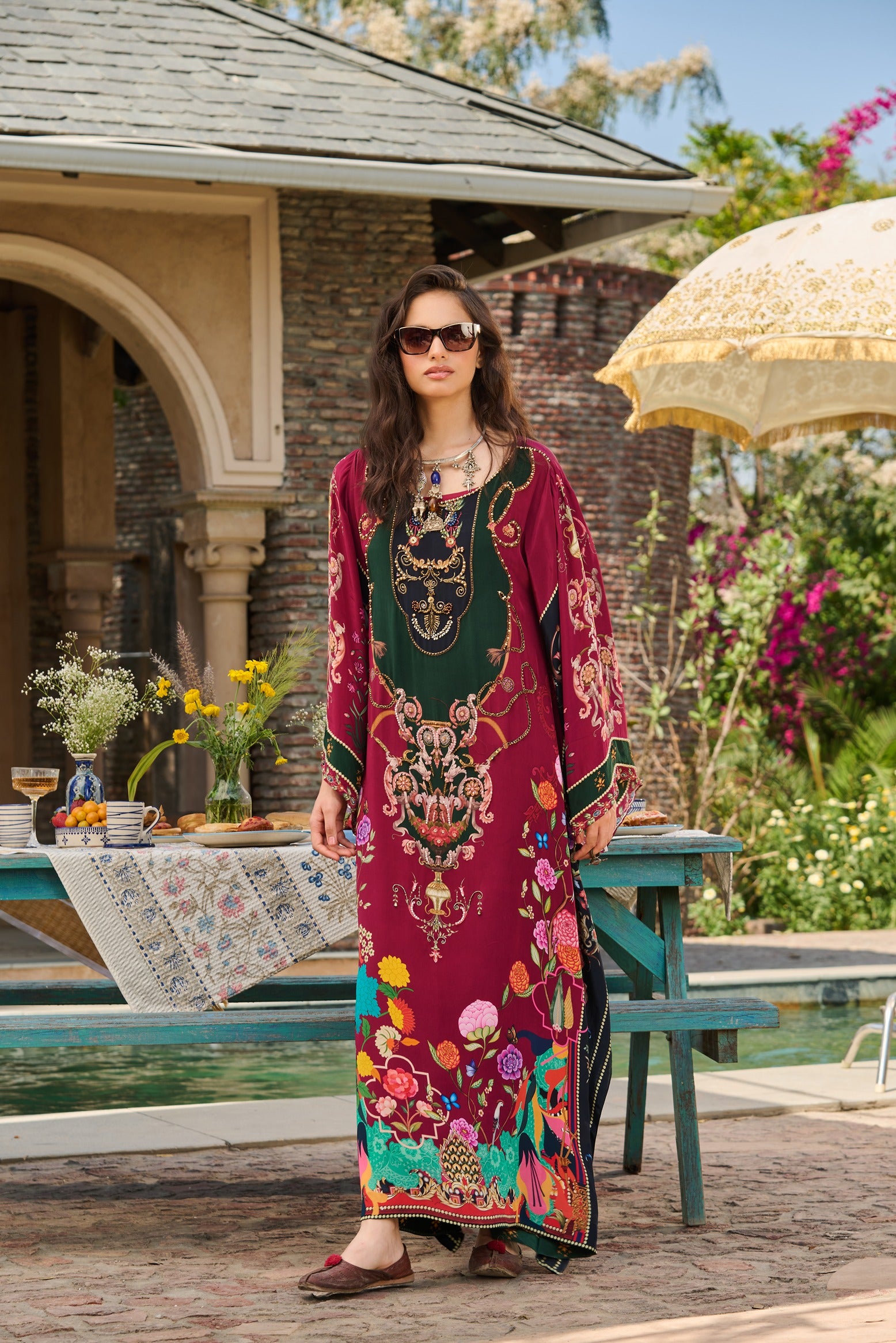 Hand Embellished Fresco Kaftan