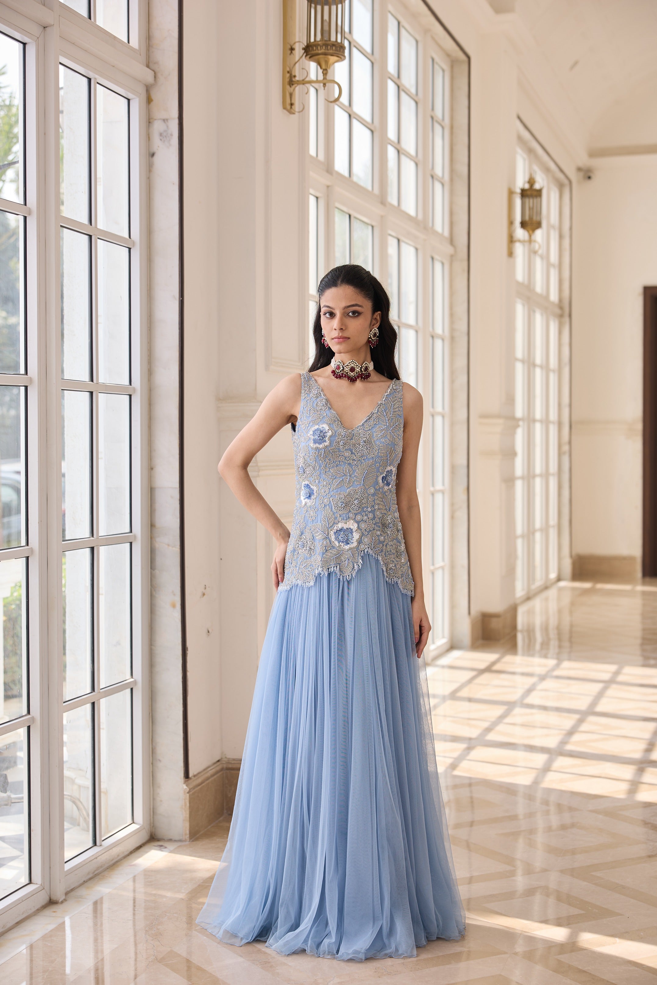 Hand Embroidered Rushing Anarkali