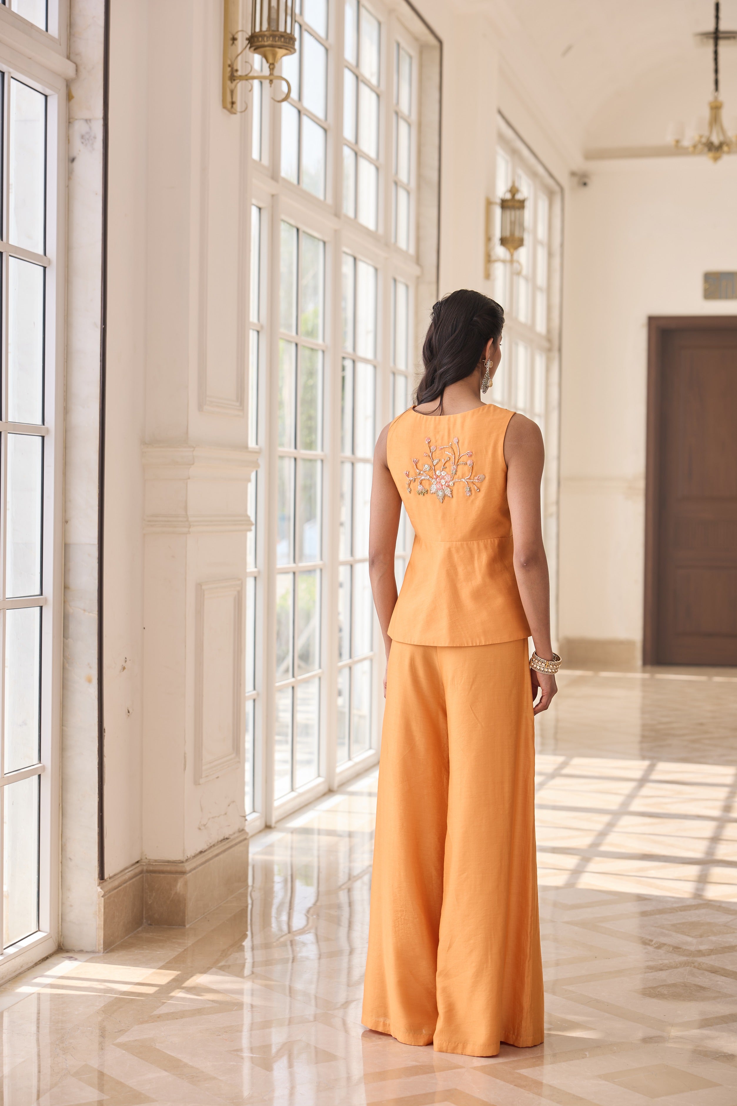 Hand Embroidered Peplum with Trousers