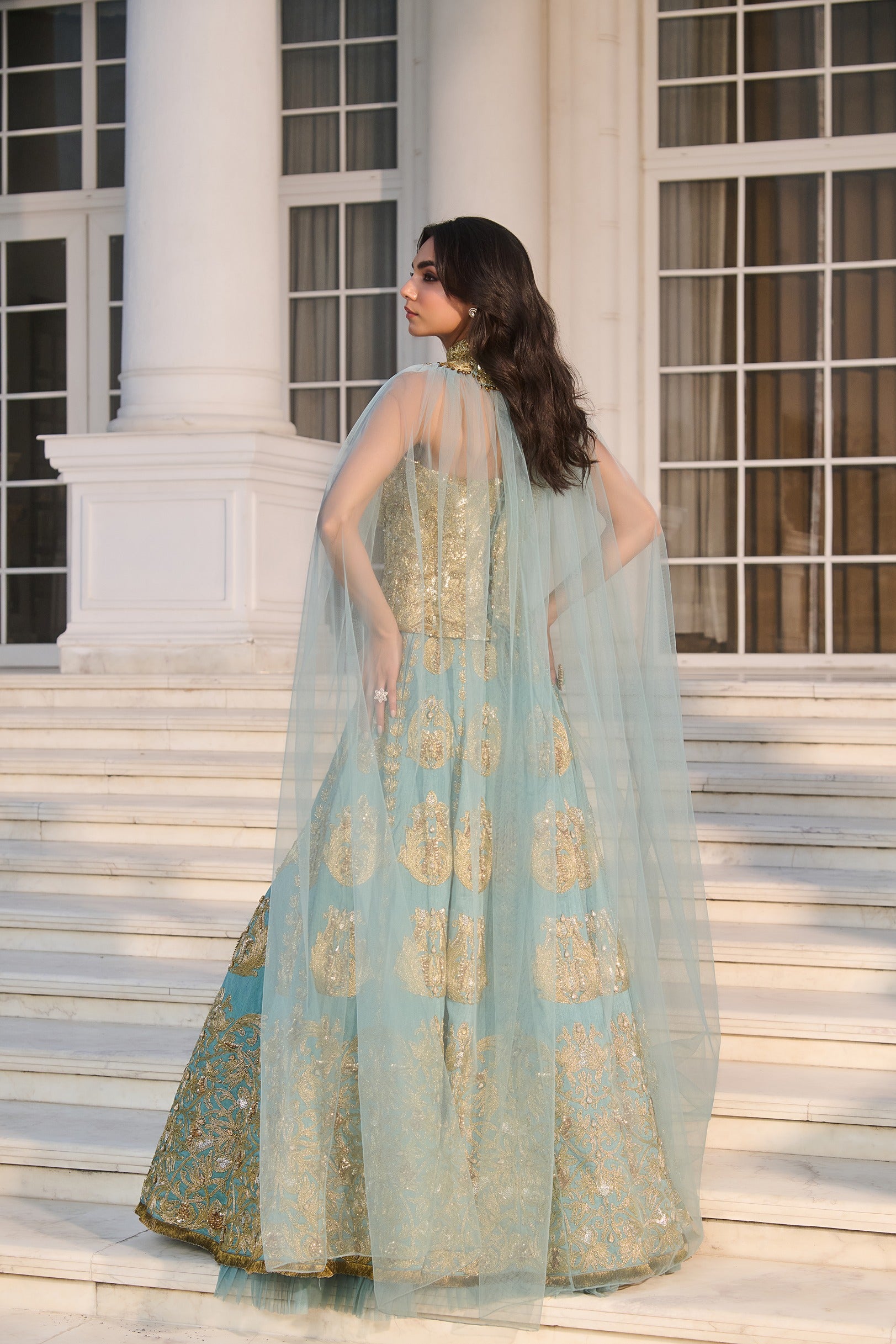 Hand Embelished and Dori-work Corset with Lehenga