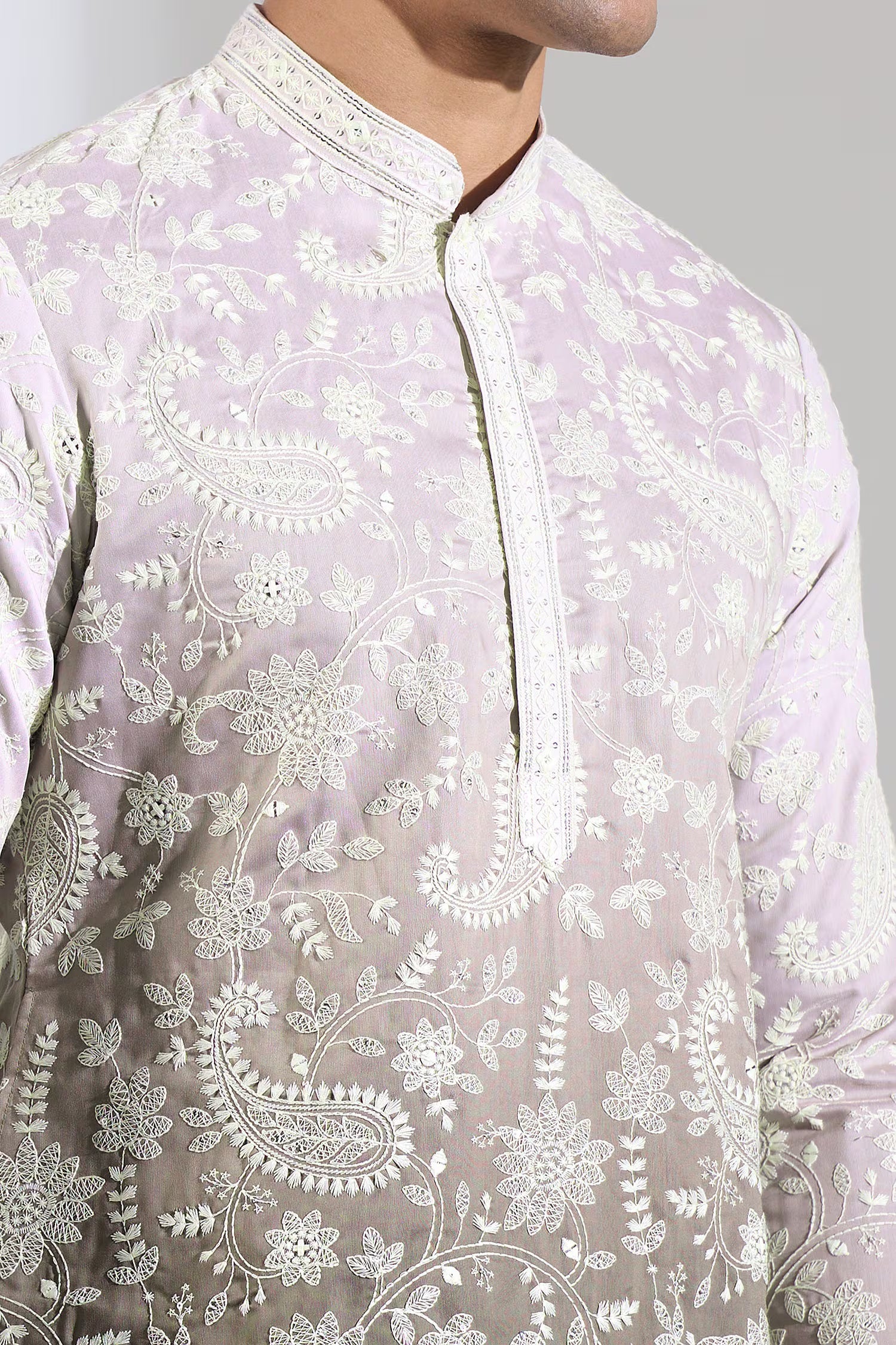 Green Ombre Embroidered Kurta Set