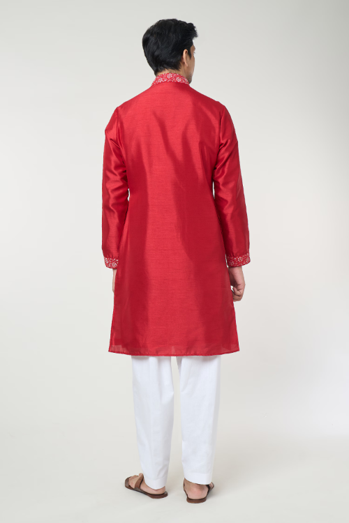 Cherry Red Embroidred Kurta Set