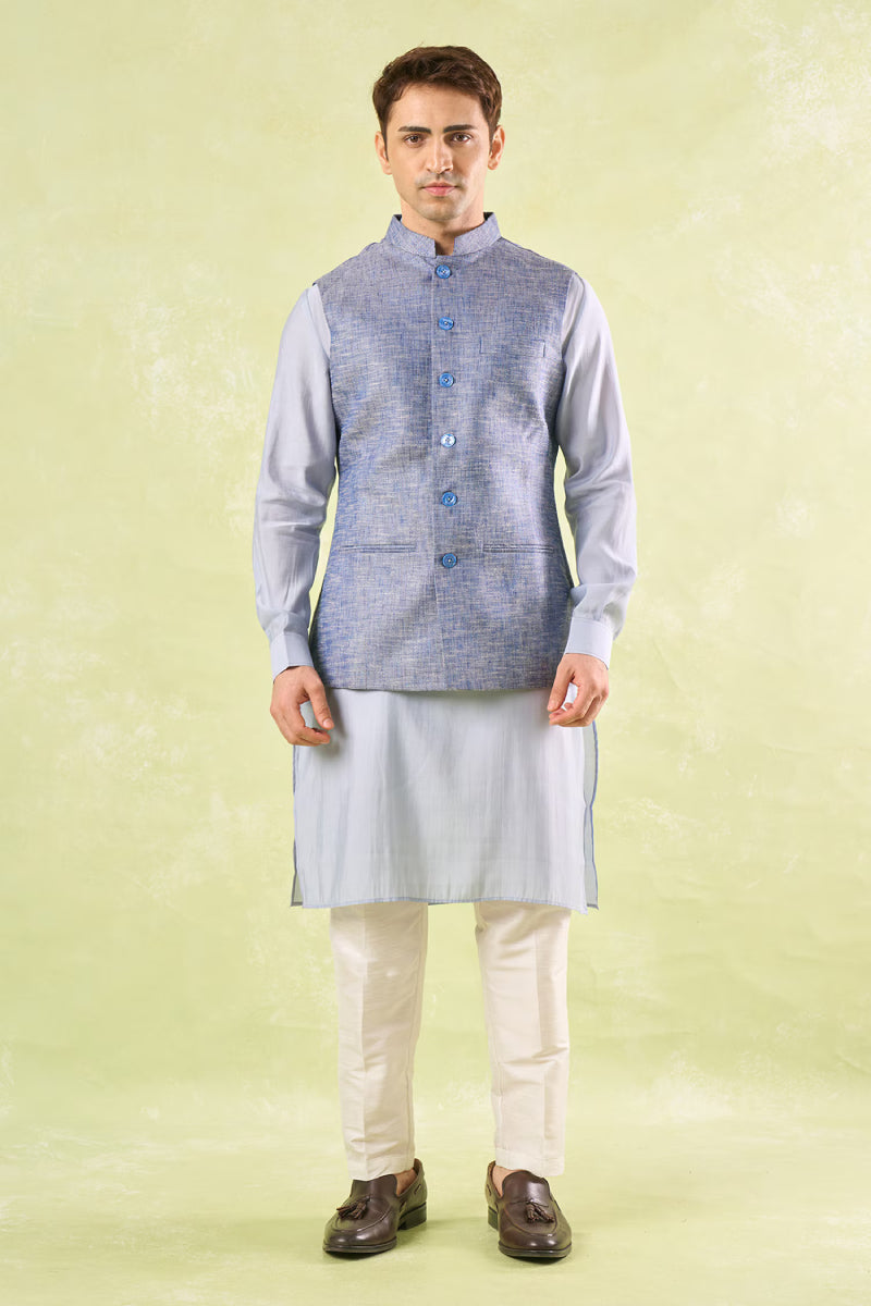Blue Tweed Textured Jacket