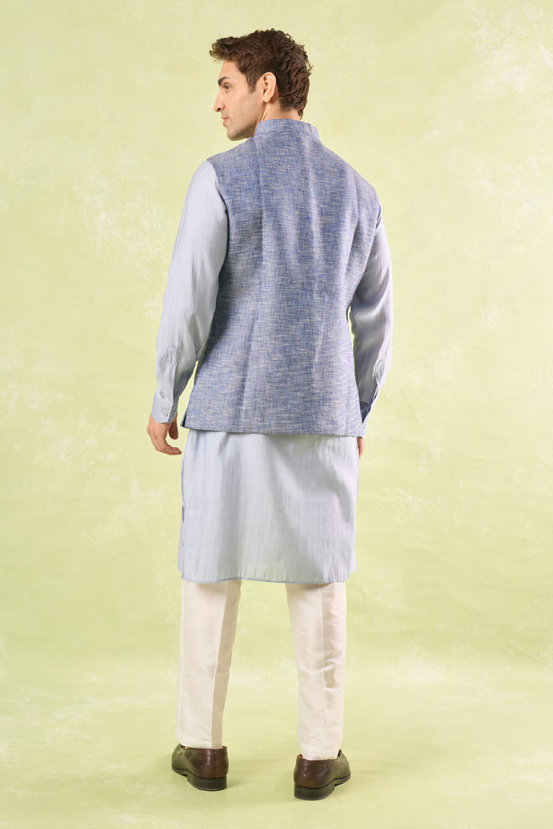 Blue Tweed Textured Jacket