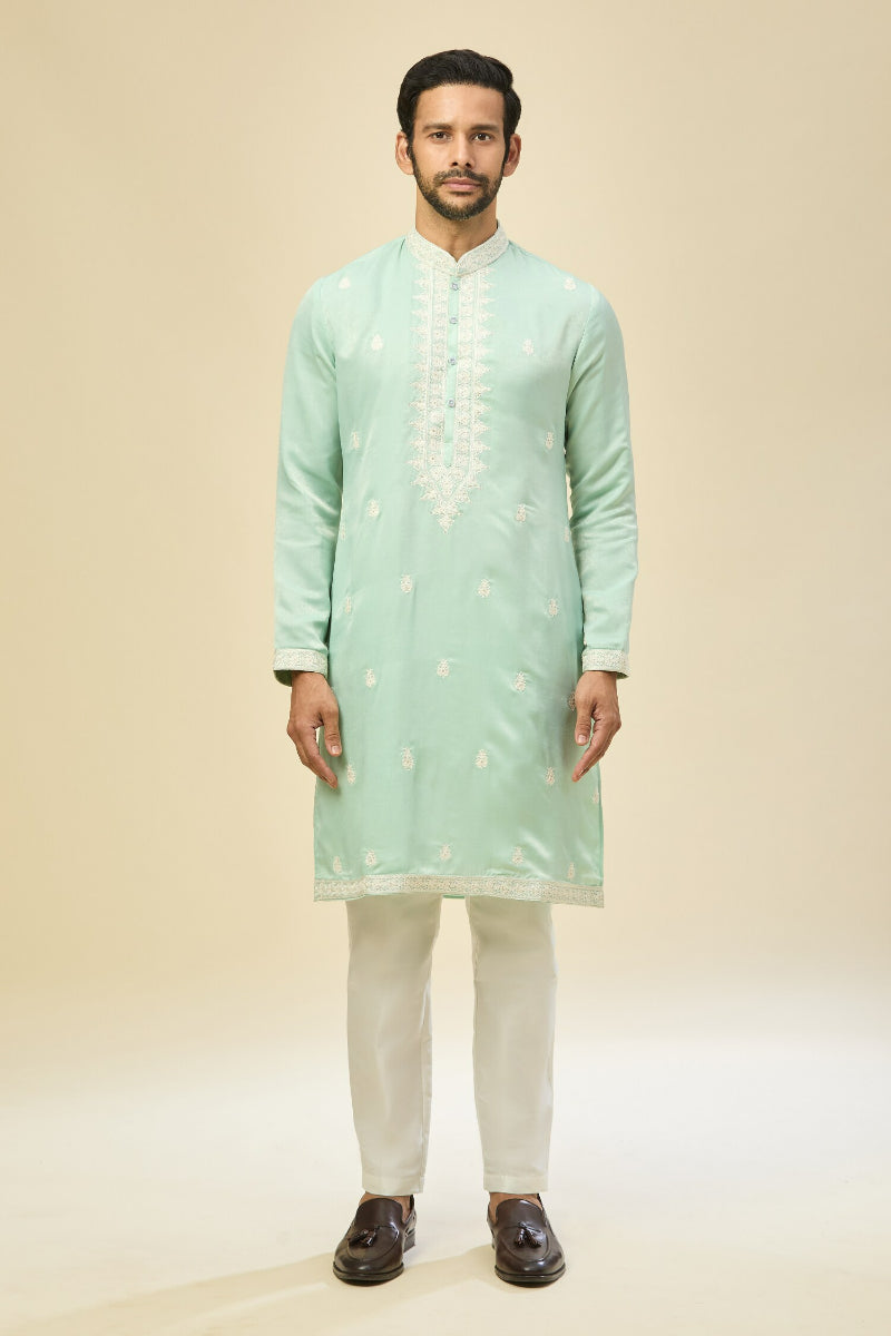 Mint Blue Embroidered Kurta Set