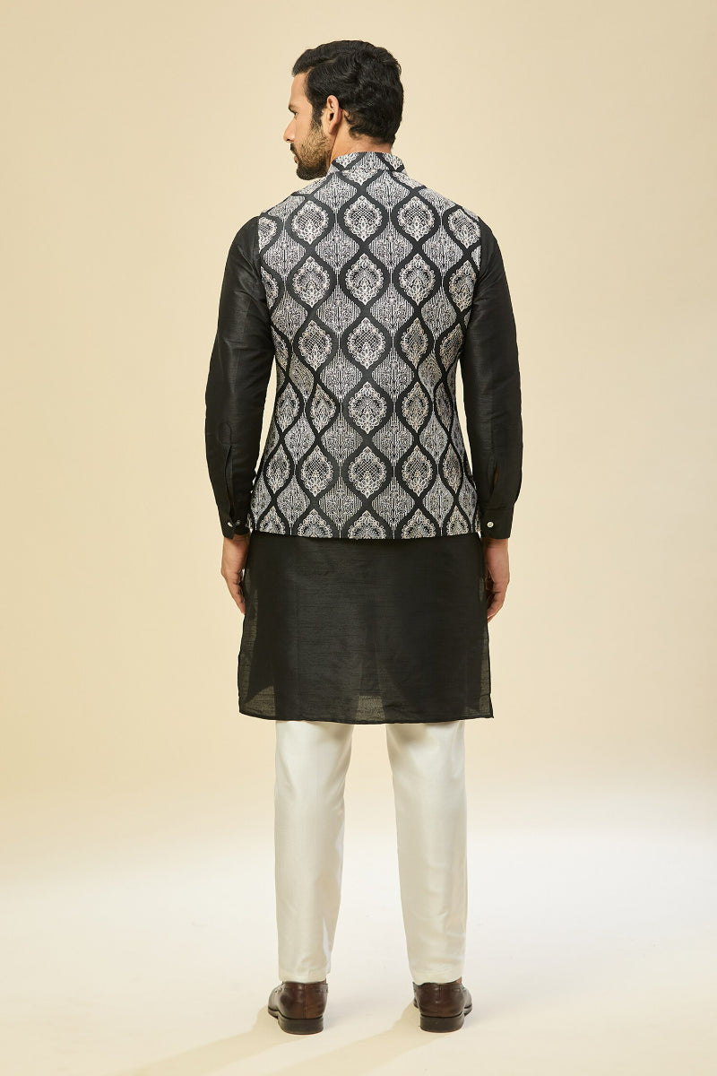 Black Embroidered Kurta-Jacket Set