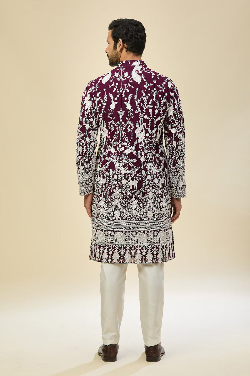 Purple Embroidered Kurta Set
