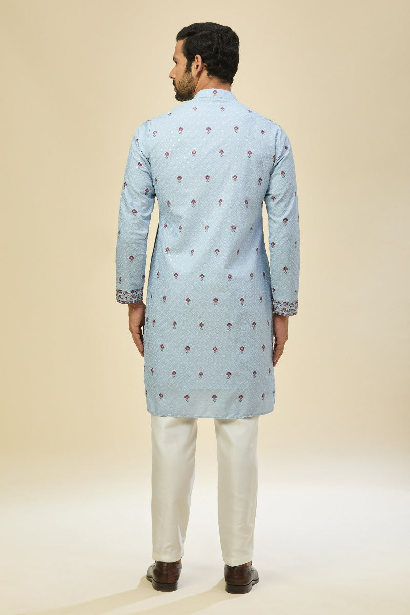 Powder Blue Printed Kurta Set