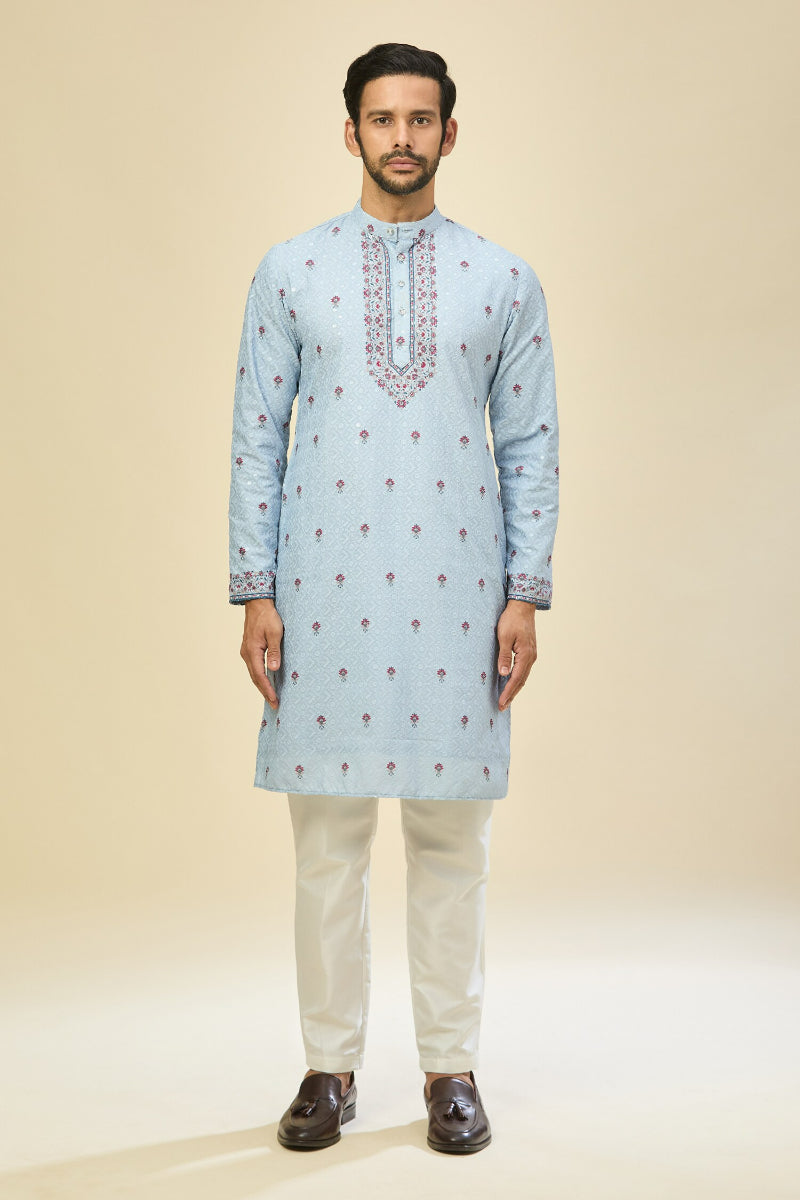 Powder Blue Printed Kurta Set