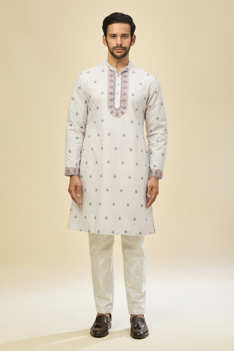 Off White Printed Kurta Set